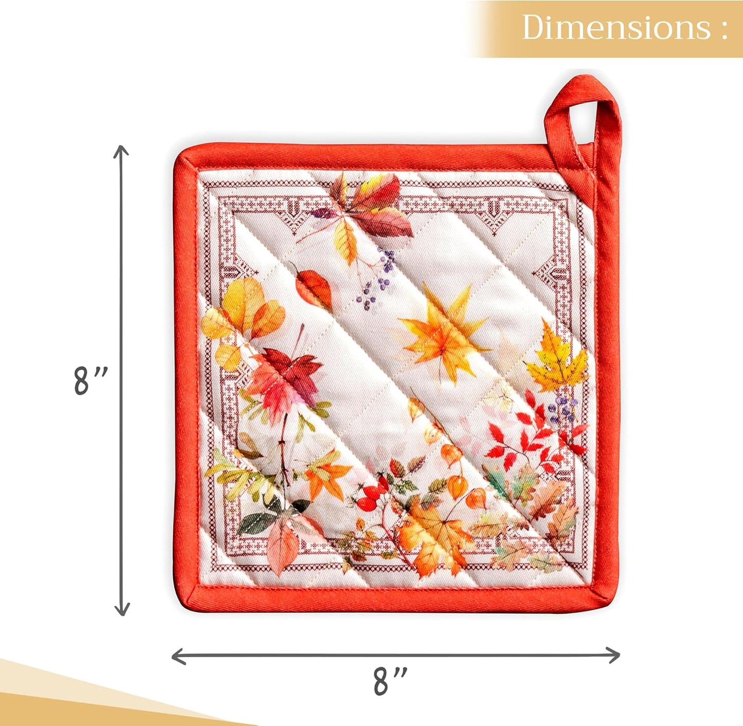 Maison d' Hermine Pot Holders 100% Cotton Heat Resistant Potholders 8" x 8" Hot Pads with Loop BBQ, Cooking, Baking, Grilling, Kitchen, Handling Hot Pans (Pack of 1, Amarante)