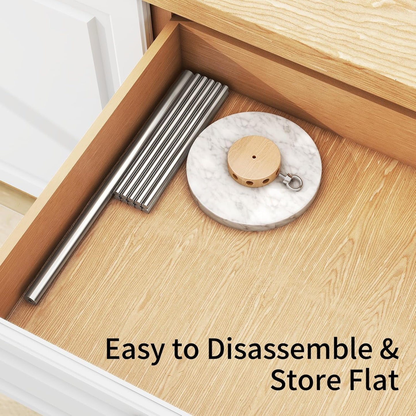 Pasta Drying Rack, 304 Stainless Steels Pasta Rack with Handle, Detachable Stand Noodles Drying Hanger for Homemade Fresh Spaghetti, Tagliatelle, Fettuccine, Marble Base