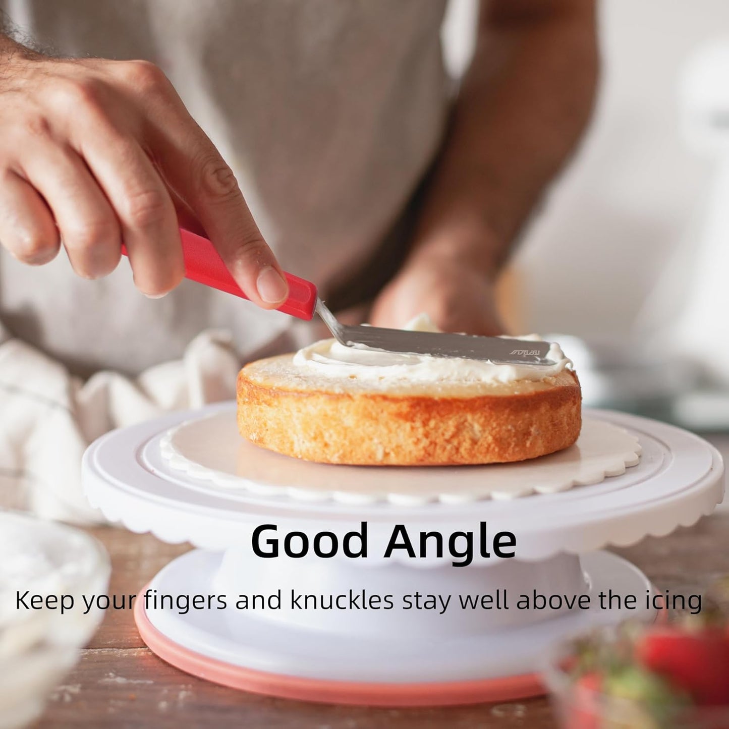 Cake Offset Spatula set of 4 6 8 inch Angled Icing Spatula Cake Decorating Frosting Knife, Red