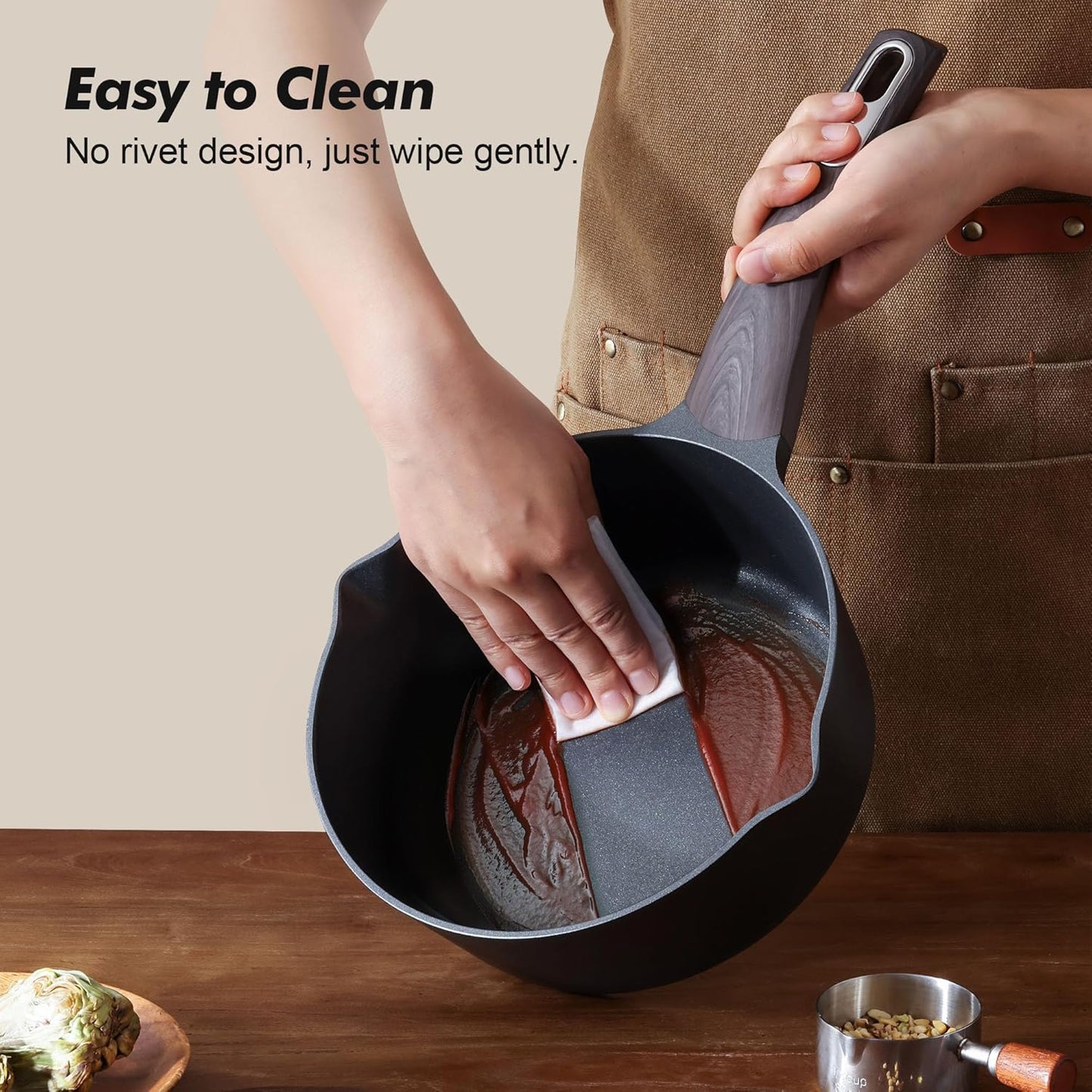 SENSARTE Nonstick Sauce Pan with Lid, 2.0 Quart Small Saucepan, Multipurpose Cooking Pot with Stay Cool Handle, Non toxic Kitchen Sauce Pot, Non stick Small Pot, Induction Comptable, PFOA Free