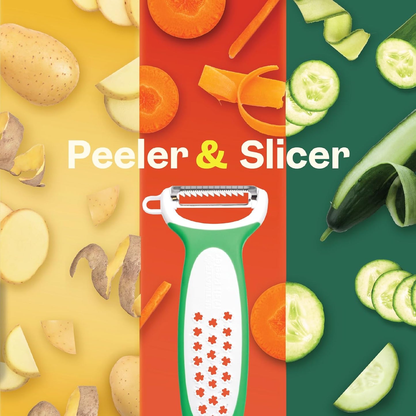 Peeler & Slicer – Ronnie Neville’s Original As Seen on TV 3-in-1 Kitchen Tool, Vegetable, Potato & Julienne Peeler, Stainless Steel Kitchen Tool, Cheese Cutter