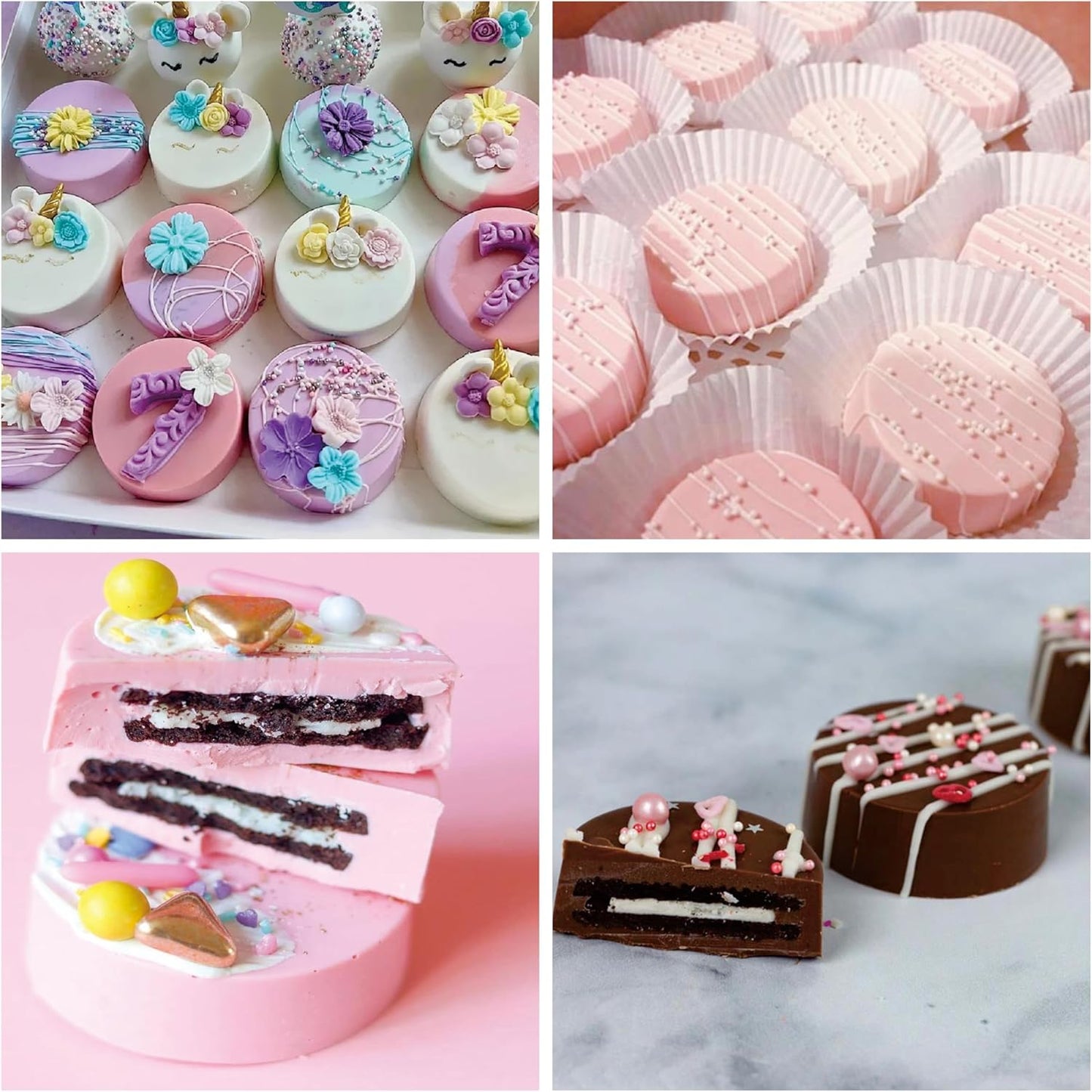 3Pcs Oreo Cookie Chocolate Silicone Molds, 12-Cavity Round Chocolate Cookie pans for Candy, Silicone Baking Molds for Mini Cakes, Jelly and Muffin Baking (red)