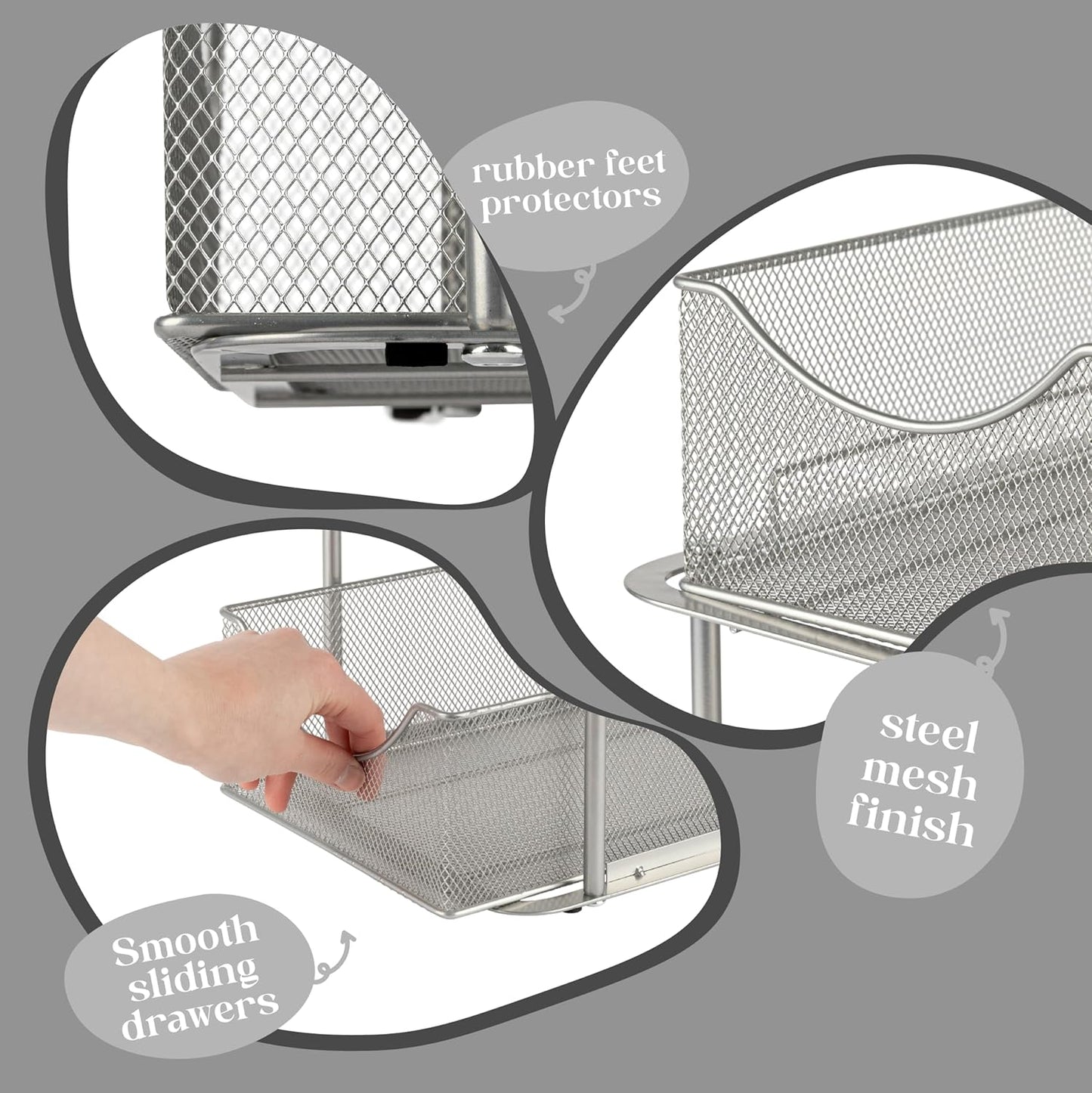 Sorbus 2 Sets of 2 Tier Metal Under Sink Organizer for Bathroom, Kitchen, Strong Steel Mesh Sliding Drawers for Under Sink, Under Cabinet, Closet, Kitchen, Pantry, Bathroom Organizers and Storage