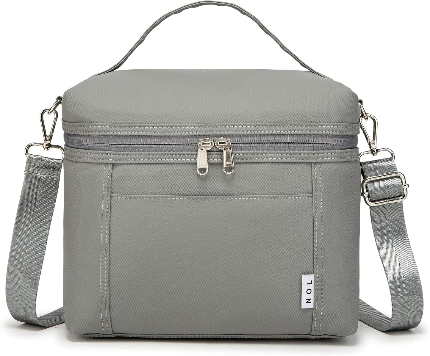 NOL Natural Organic Lifestyle Insulated Lunch Bags for Women Cooler Bag Lightweight Nylon Waterproof Lunch Box For Work (Cool gray, Medium(normal))