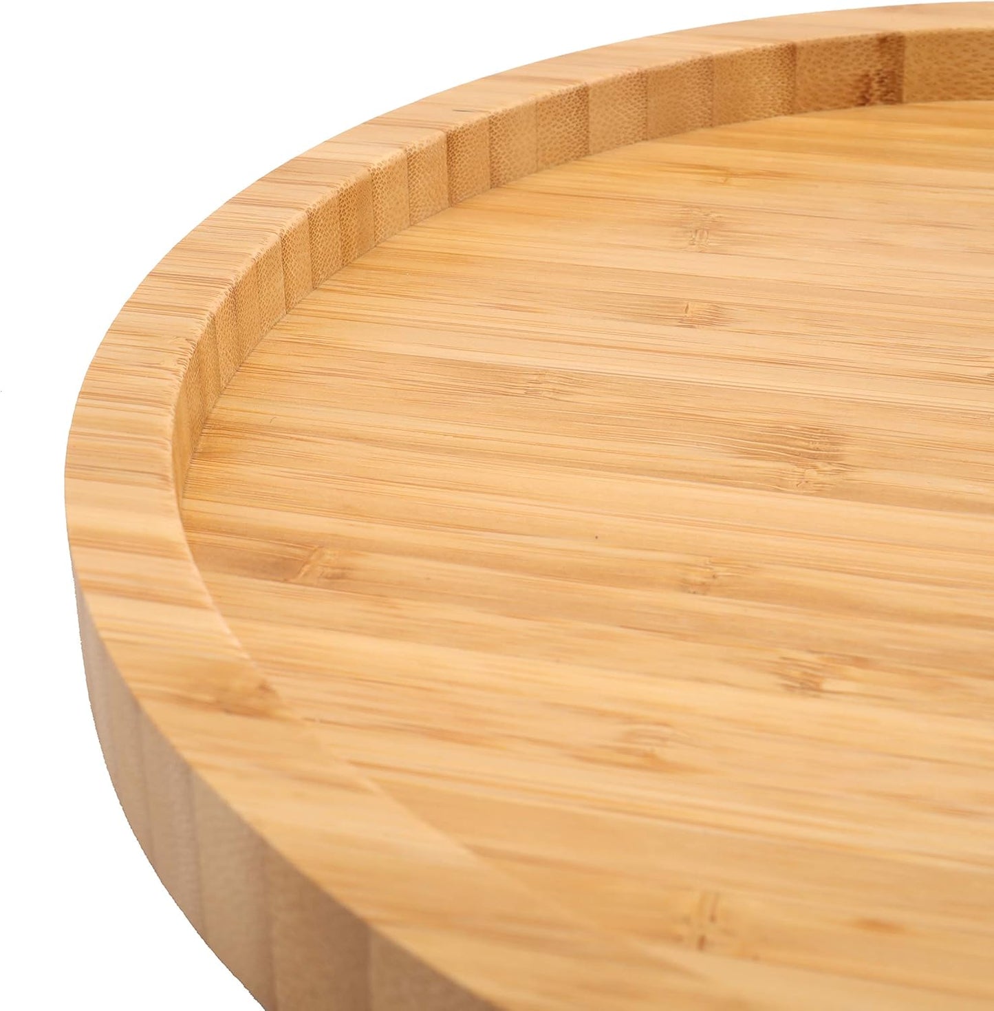 Fasmov 12 Inches Diameter Bamboo Lazy Susan Turntable, Spin Thicken Round Wood Tray Rotating Spice Rack for Kitchen Pantry Countertop Table