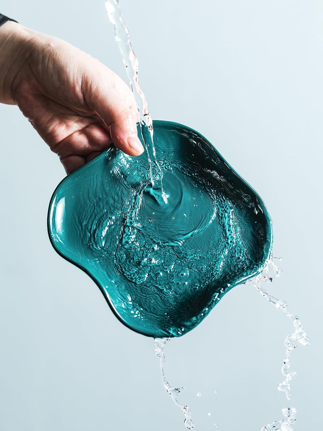 Spoon Holder, Ruffled Edge Ceramic Ladle Holder for Stove Top, Modern Kitchen Decor Stove Spoon Holder Cooking Ladle Holder for Multiple Utensils, Christmas Gifts Dark Green