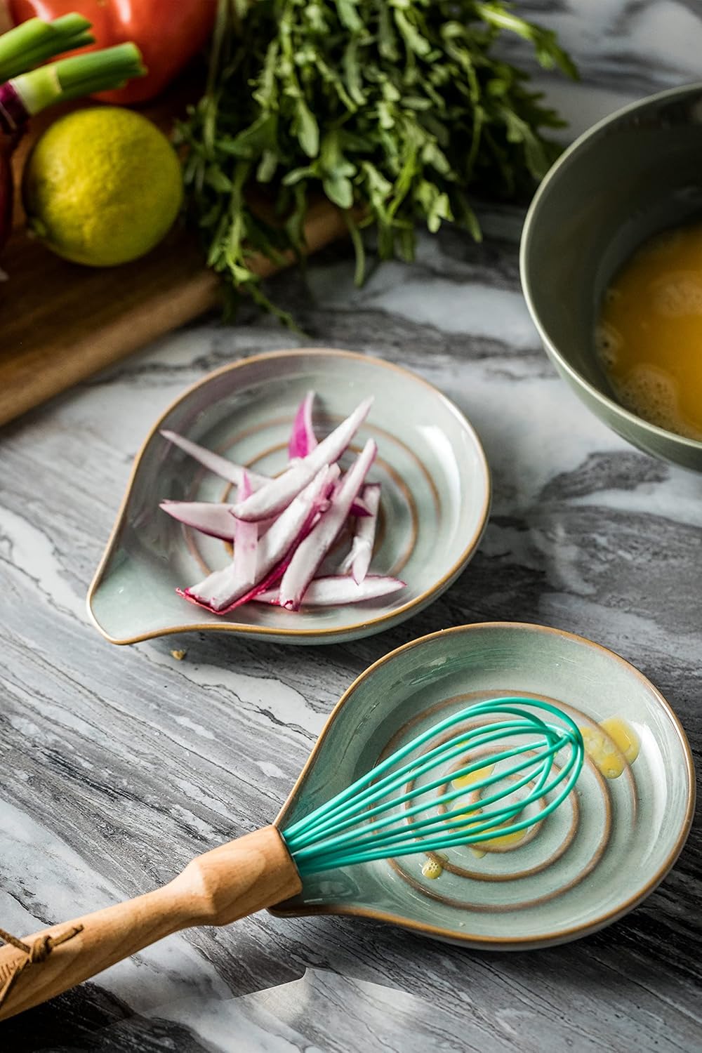 LAUCHUH Spoon Rest, 5" Large Spoon Holder for Stove Top Ceramic Spoon Rest Spatula Rest for Kitchen Utensils, Ladle, Coffee Spoons, Cooking spoons, Spatula, Tongs, Christmas, Unique Gray