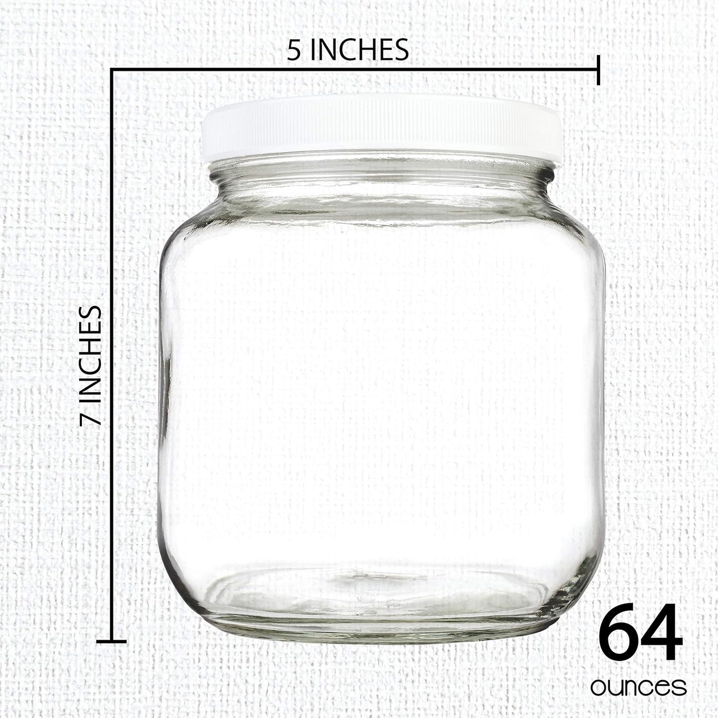 kitchentoolz Half Gallon Mason Jar - Wide Mouth 1/2 Gallon Glass Jar with Lid - Airtight Glass Storage Containers with Lid Fermenting, Canning, and Dry Storage