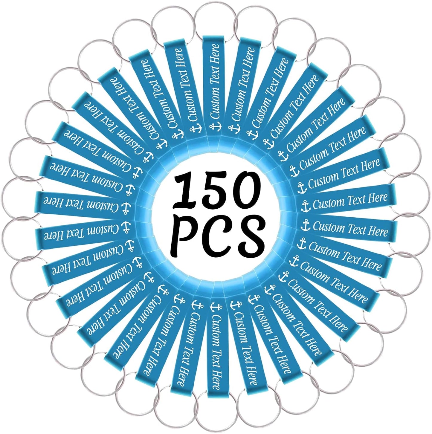 150PCS Personalized Bottle Opener Keychain Bulk Custom Beer Bottle Opener with Logo Text Engraved Wedding Bottle Opener Favors Customized Gifts for Guests Baby Shower Birthday Party-Sky Blue