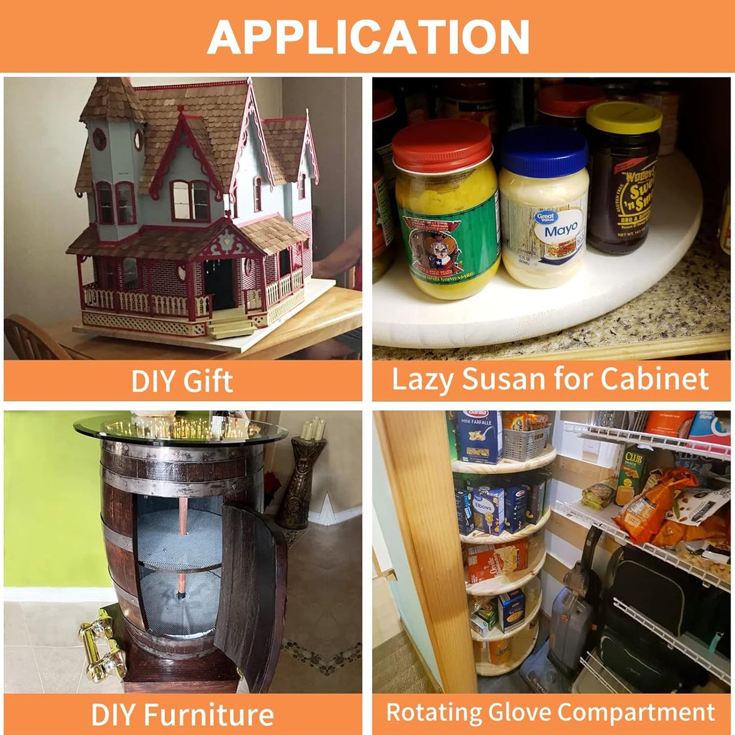 TamBee 12 Inch Mute Lazy Susan Bearing Base - 300lb Capacity Aluminum Heavy Duty Lazy Susan Turntable Mechanism Kit for Smooth Rotation, Universal Hardware for DIY Furniture, Table (Base Only)