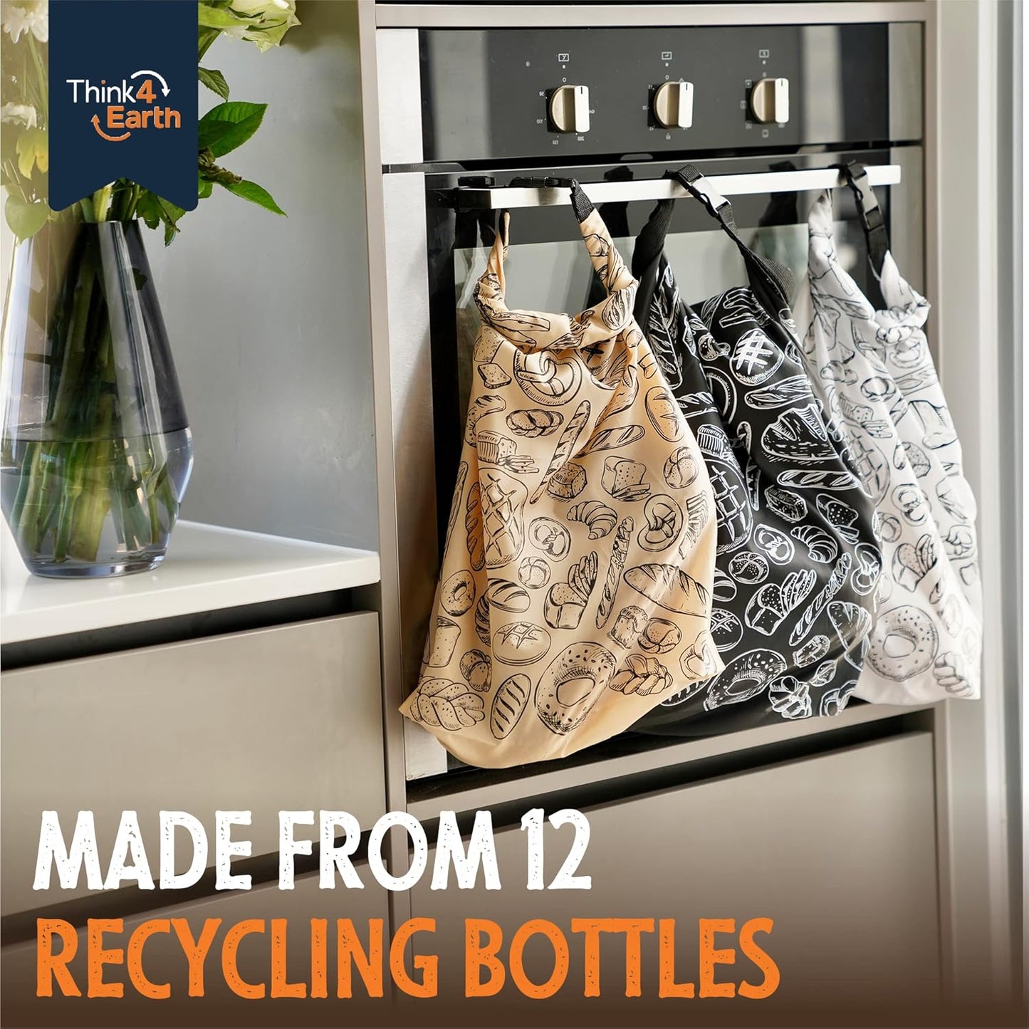 THINK4EARTH® Premium Brown Reusable Bread Bags for Homemade Bread – Durable & Washable (2 Pack)