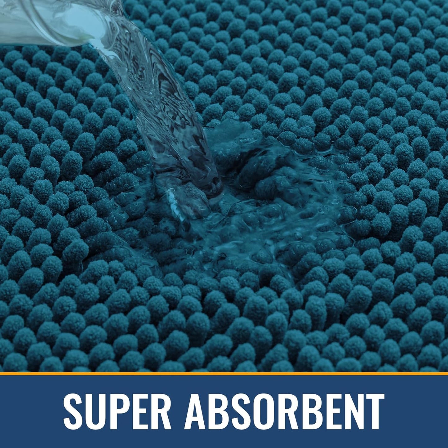 Arotive Bathroom Rugs 24x16, Extra Soft Absorbent Shaggy Chenille Bath Rugs, Machine Washable Rubber Backing Non-Slip Bath Mats for Bathroom Floor Tub and Shower, Home Decor Accessories, Peacock Blue