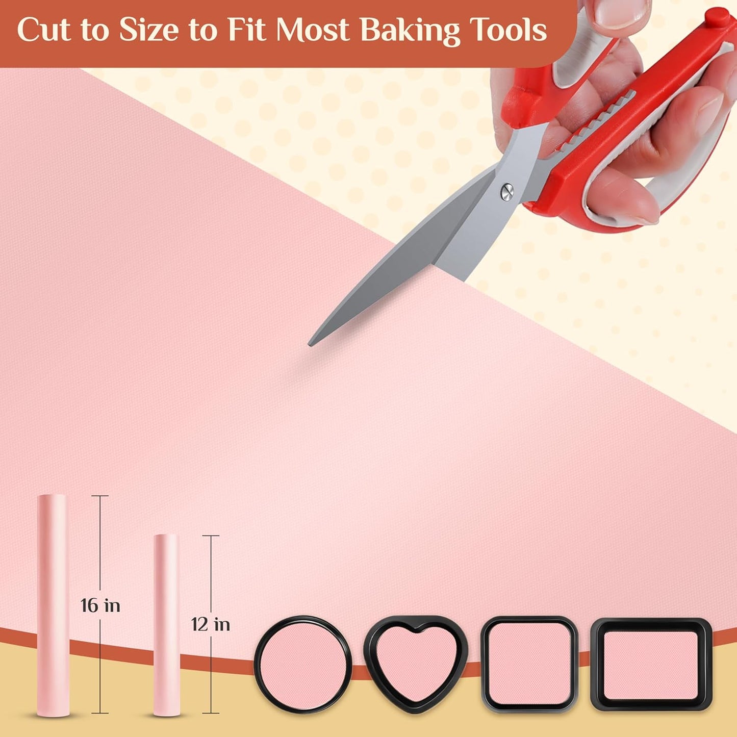 Silicone Baking Mat, 16 IN x 6 FT Free Cutting Baking Sheet, Non-Stick Reusable Dough & Pastry Mat, Non-Slip Silicone Mat Roll for Air Fryer Liner, Freeze Dryer, Oven Baking Pan, Kitchen Counter