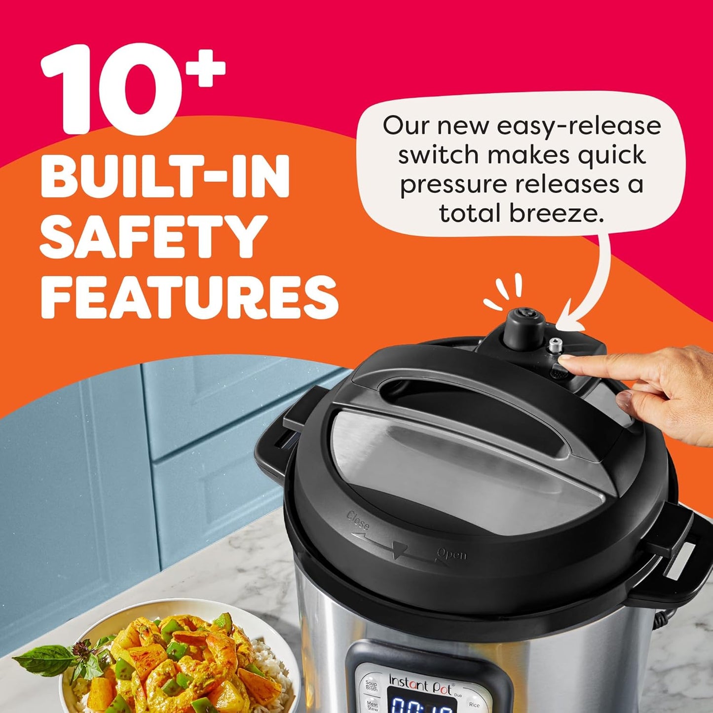 Instant Pot Duo 7-in-1 Electric Pressure Cooker, Slow Cooker, Rice Cooker, Steamer, Sauté, Yogurt Maker, Warmer & Sterilizer, Includes App With Over 800 Recipes, Stainless Steel, 8 Quart