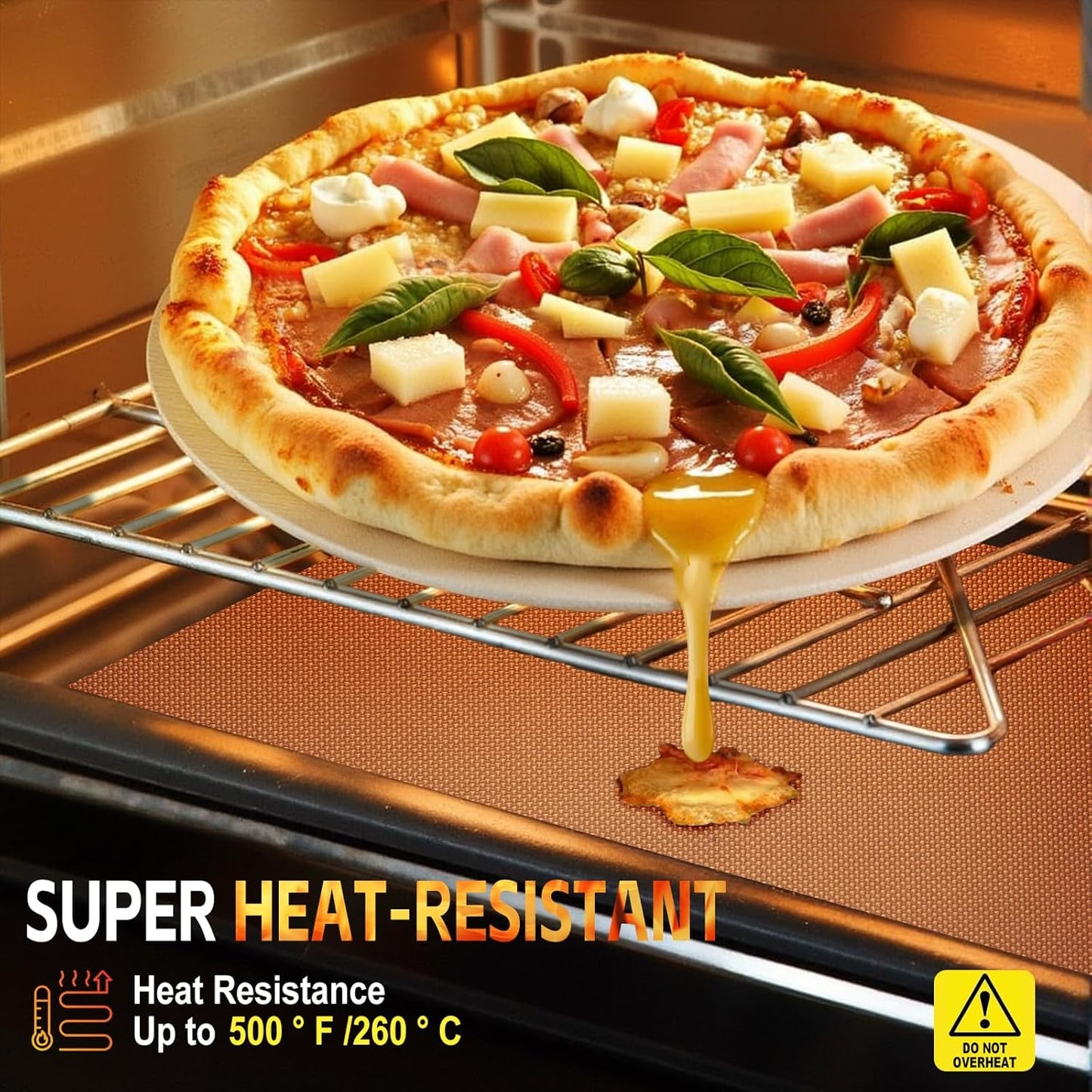 Large Oven Liners for Bottom of Oven, 17"x75" Heavy Duty Non-Stick Oven Liner Mat, Reusable Heat Resistant Grill & Baking Mat, BPA/PFOA Free Roaster Liners, Fits Electric, Gas, Toaster Ovens (Black)