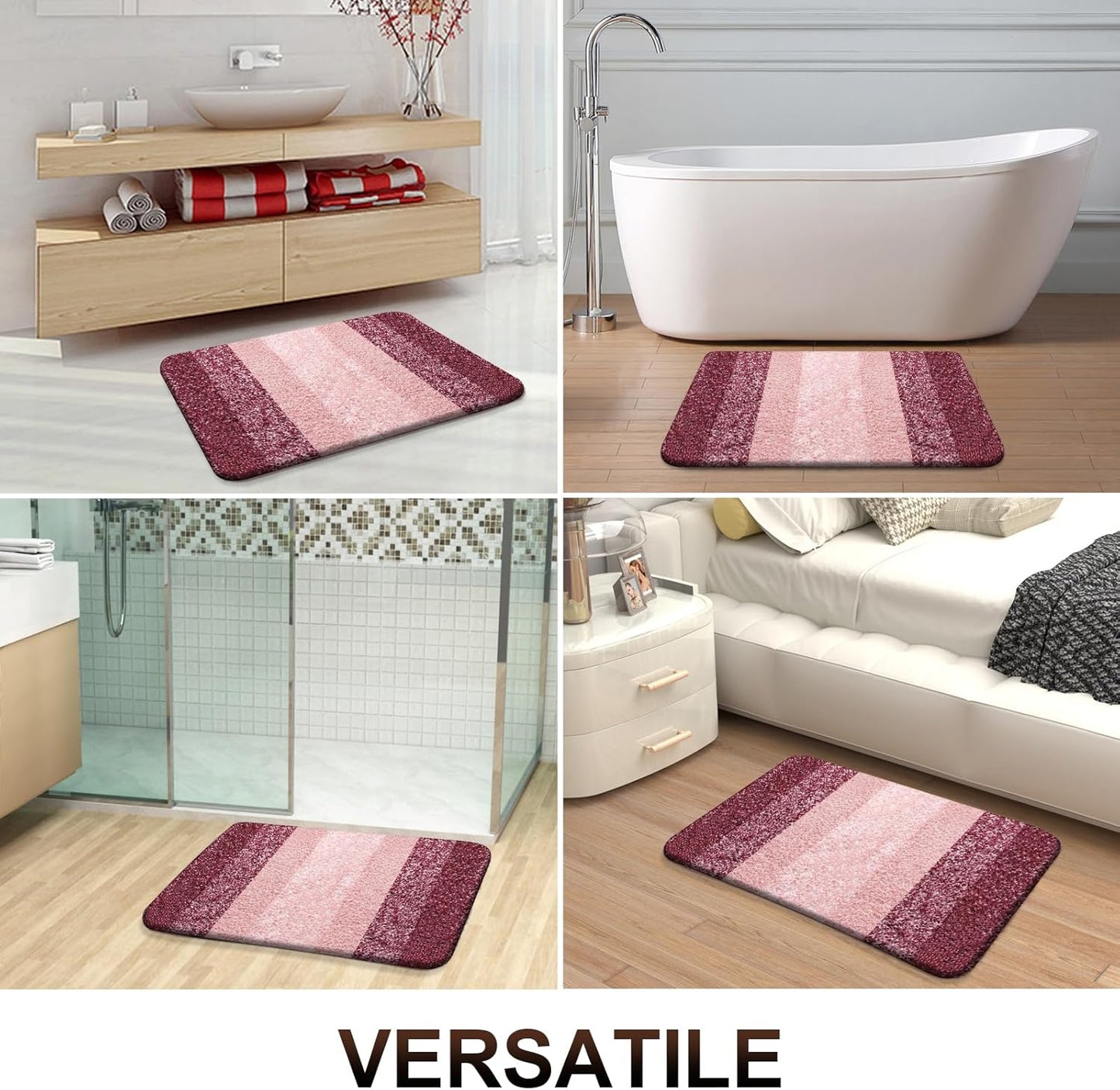 OLANLY Bathroom Runner Rugs 59x24, Extra Soft Absorbent Microfiber Bath Rugs, Rubber Backing, Quick Dry, Machine Washable Bath Mats for Bathroom Floor, Tub and Shower, Home Decor Accessories, Red
