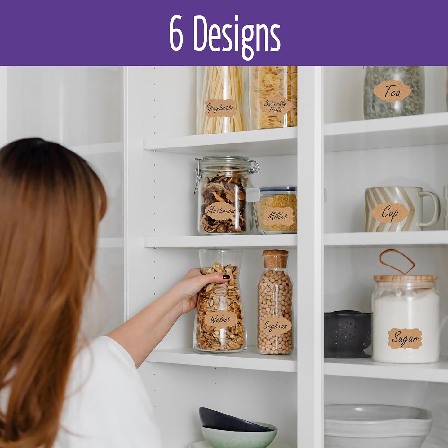 600 PCS Kraft Paper Stickers, 6 Fancy Shapes Labels Self Adhesive Blank Stickers Crafts, Homemade Food Jars, Gift Tags, Name Labels, Envelope Labels, Home Office Business Uses (1.2'' x 2'') (Heba496)