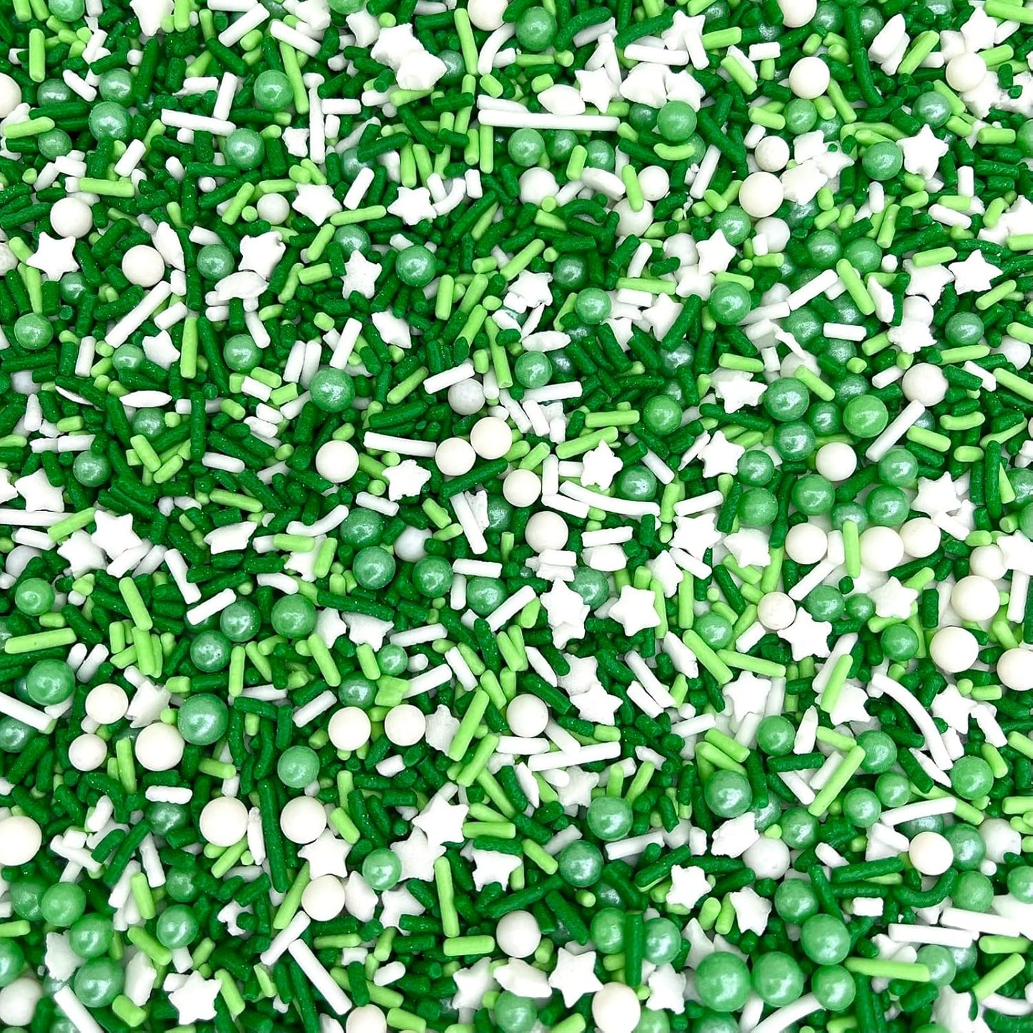 Manvscakes Sprinkles- Edible Cake and Cupcake Sprinkles with Assorted Shapes and Sizes for Parties, Metallic Sprinkle Mix for Cookies, Ice Cream, Cake and Cupcake Decorating, 4 oz (Green and Silver)