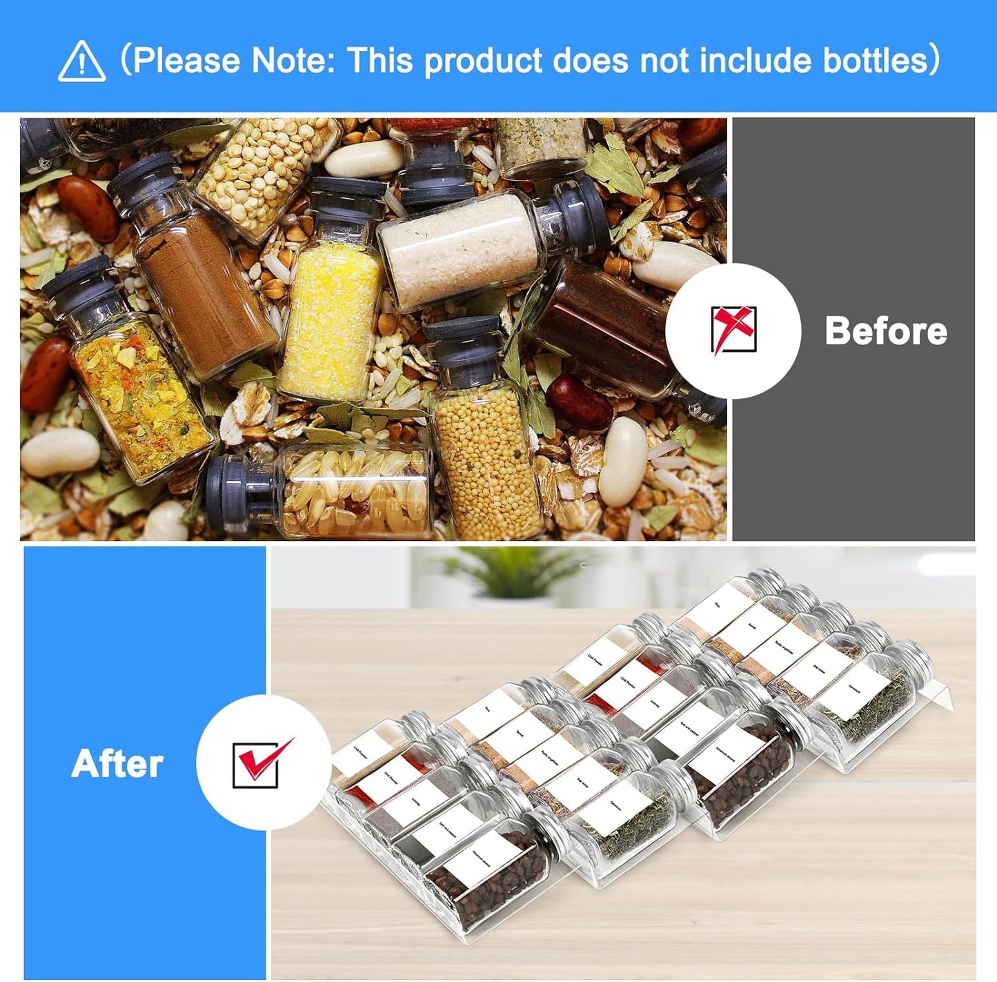 Acrylic Seasonings Spice Rack,Acrylic Spice Drawer Organizer,4 Tier,for Drawer/Countertop,Organize and Display Your Spices,and Seasonings(Jars not included)