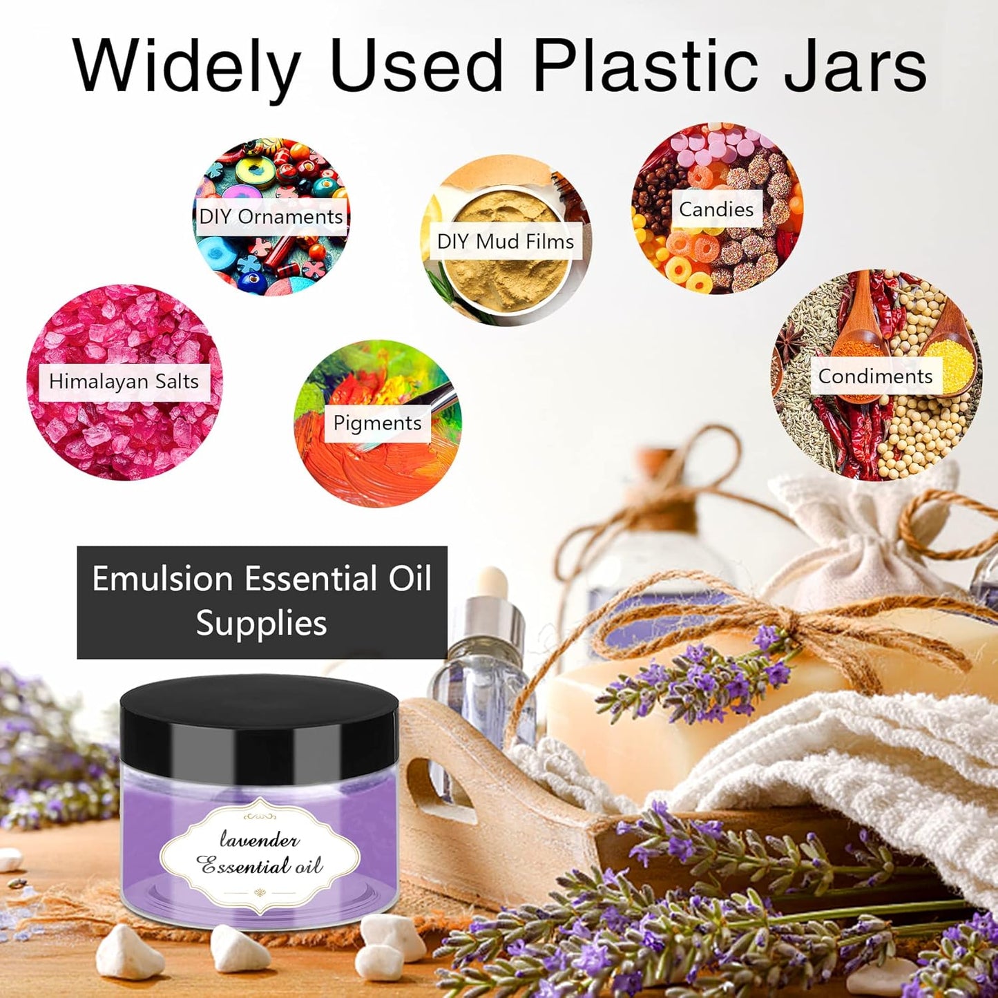 Plastic Jars with Lids, 4 OZ Slime Containers 72 Pcs Empty Clear Plastic Jars Refillable Plastic Cosmetic Containers with Screw On Lids for Kitchen Use Lotions & Beauty Products