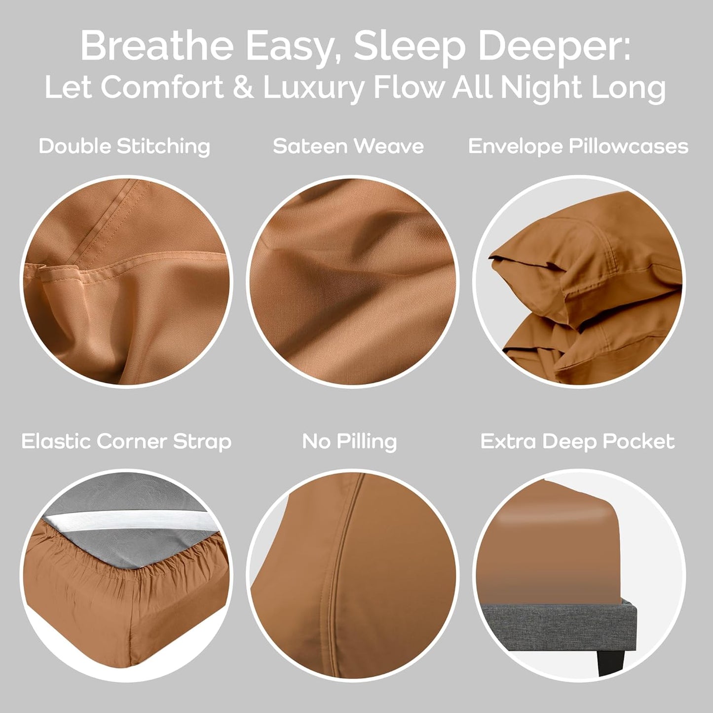 100% Viscose from Bamboo Sheets Full Size, Super Soft Bedding Set, 4PC Cooling Sheets for Hot Sleepers, Vegan Silk Moisture Wicking, Organically Grown Bedsheet, Almond - 54" x 75"