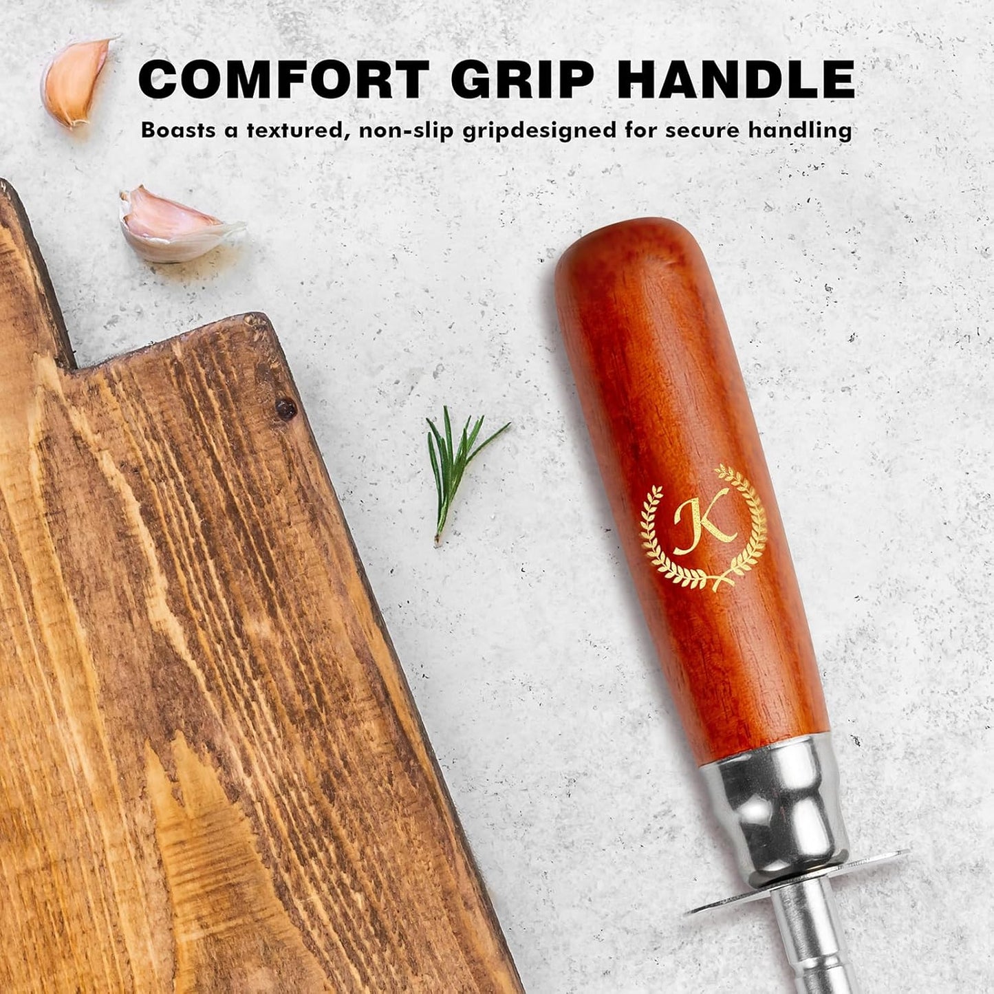 Knife Sharpener Rod, Kitchen Knives Sharpener Carbon Steel Professional Knife Sharpening Steel, Honing Rod with Hanging Holes (13 inches), K