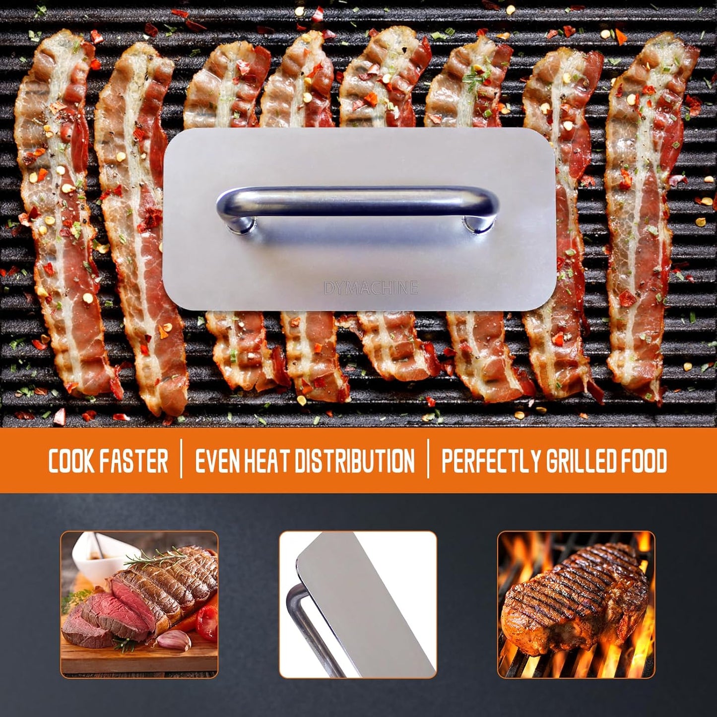 Stainless Steel Burger Press,9 Inch Heavy Duty Smash Burger Press,2.5mm Non-Stick Smooth Smasher,Square Grill Weight Press, Griddle Press Kitchen Stuff,For Cooking Beef Bacon Stea