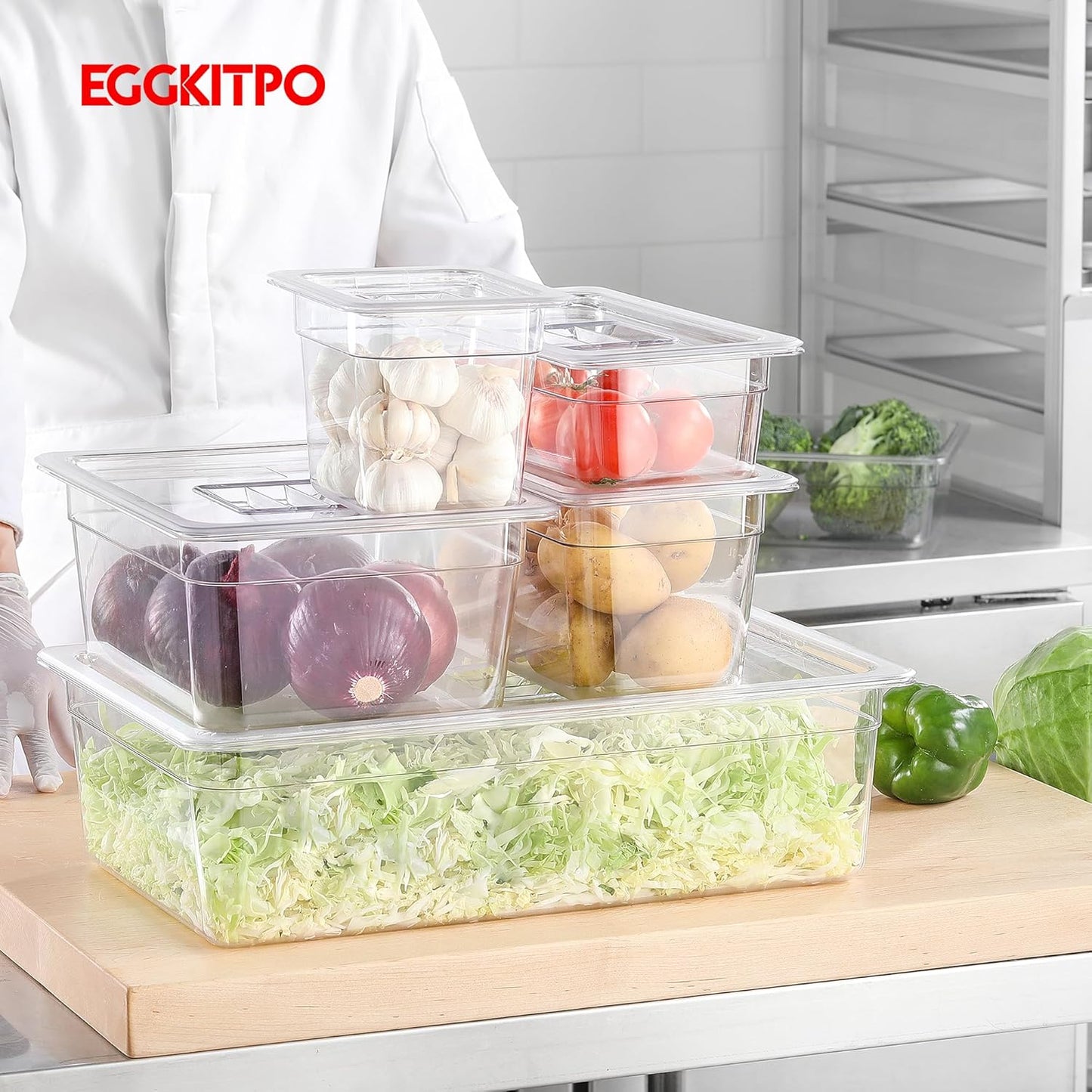 6-Pack 1/1 Size Food Pan 4 Inch Deep BPA Free Polycarbonate Food Storage Containers for Busy Kitchen Stackable Clear Hotel Pan for Buffet Party Supplies Dishwasher Safe