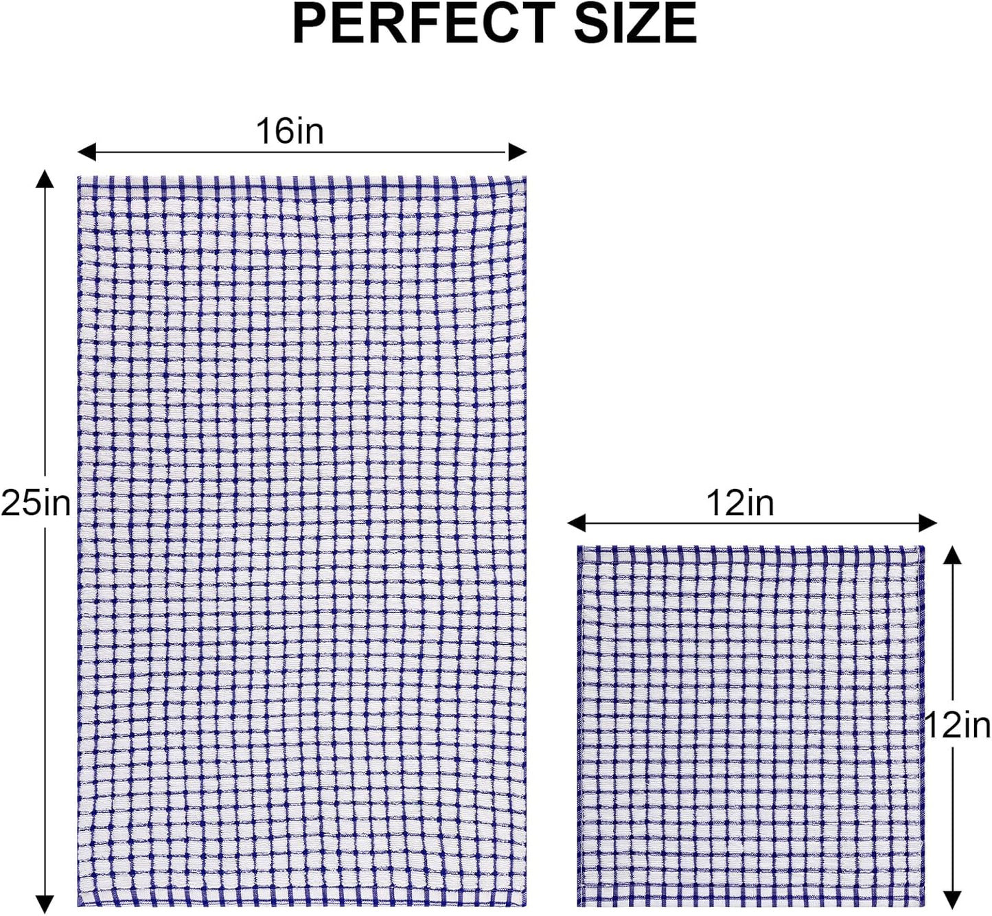 Kitinjoy Cotton 12 Pack Kitchen Towels and Dishcloths Sets, 16 x 25 Inch & 12 X 12 Inch Dish Towels Bulk, Super Soft and Absorbent Hand Towels for Kitchen Drying, Multiple Colour