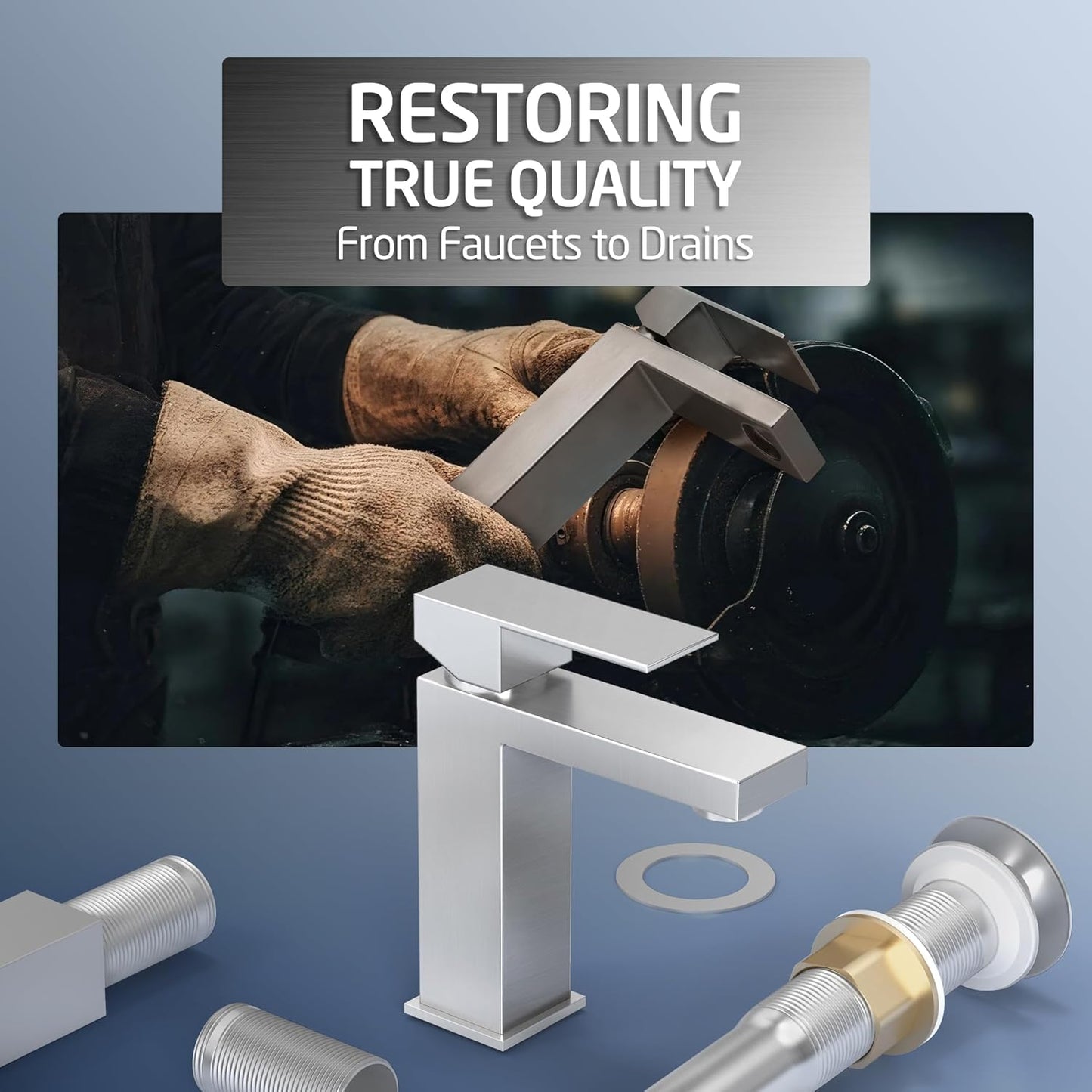 KES All Metal Brushed Nickel Bathroom Sink Faucet with Sink Drain NO Overflow, 1 Hole Single Handle Bathroom Vanity Faucet, Stainless Steel, cUPC NSF Certified, L3156ALFF12-BS-C2