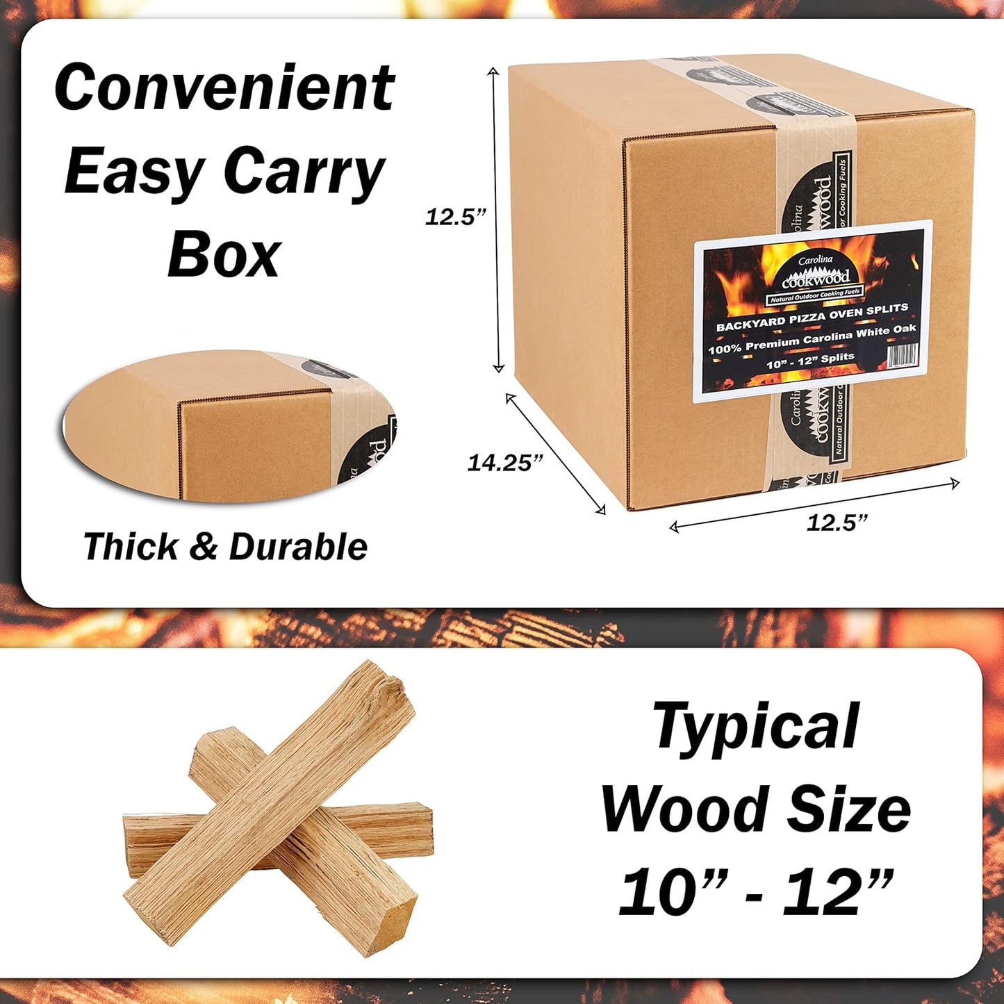 Pizza Oven Wood 12 Inch Naturally Cured White Oak Splits Cooking Wood for Free Standing Ovens 1650 Cubic Inches