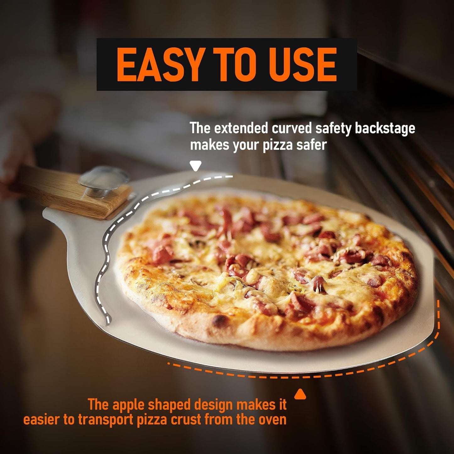 Pizza Peel 12 inch Aluminum Pizza Spatula,Upgraded Apple Shaped Pizza Paddle with Foldable Handle for Easy Storage,Sharmila Professional Pizza Spatula Paddle for Home Pizza Making