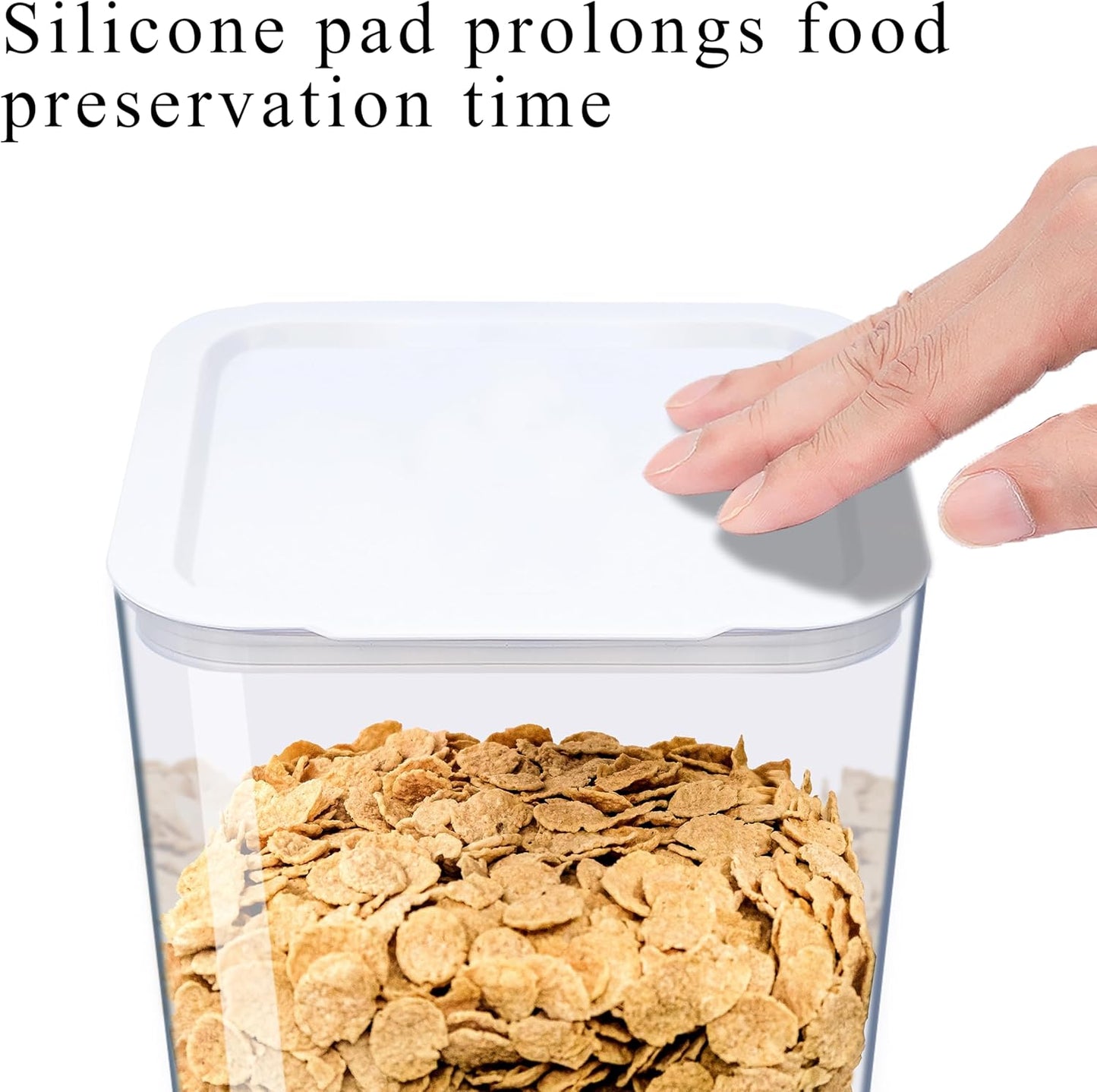 Cereal Dispenser Countertop, 5L Cereal Containers Storage Dispenser for Pantry, Large Dry Food Cereal Dispenser, Not Easy to Crush Cereal, Can Hold Oatmeal, Candy, Snack, Grain, Pet Food (White, 1Pc)