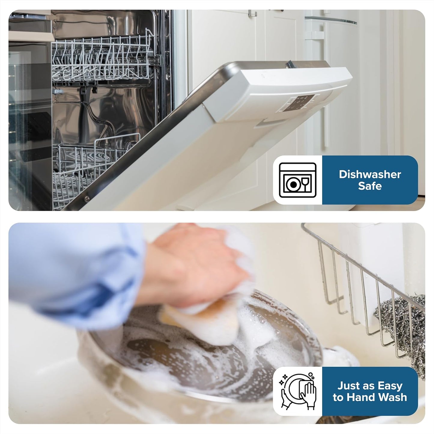 Viking 3-Ply Non Stick Frying Pans, 2-Piece Hybrid Plus Stainless Steel, 9.5 and 11 Inch, Silver