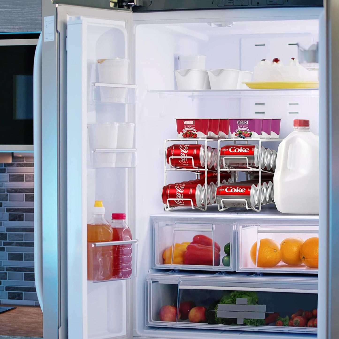 Sorbus Soda Can Rack Beverage Dispenser – Dispenses 12 Standard Size 12oz Soda Cans (White)