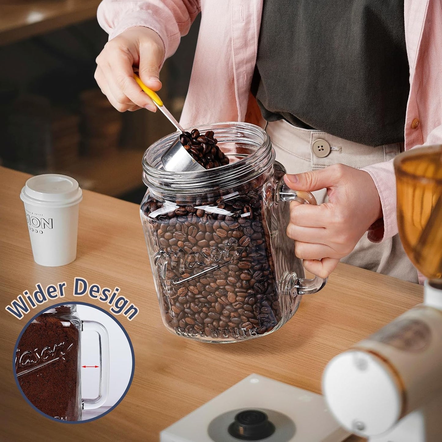 74 oz/2160 ml Glass Jar with Lid, Wide Mouth Airtight Glass Storage Jar, Quart Pantry Organization Mason Jar For Fridge, Food Storage Container For Sugar, Flour, Pickle, Coffee, Candy