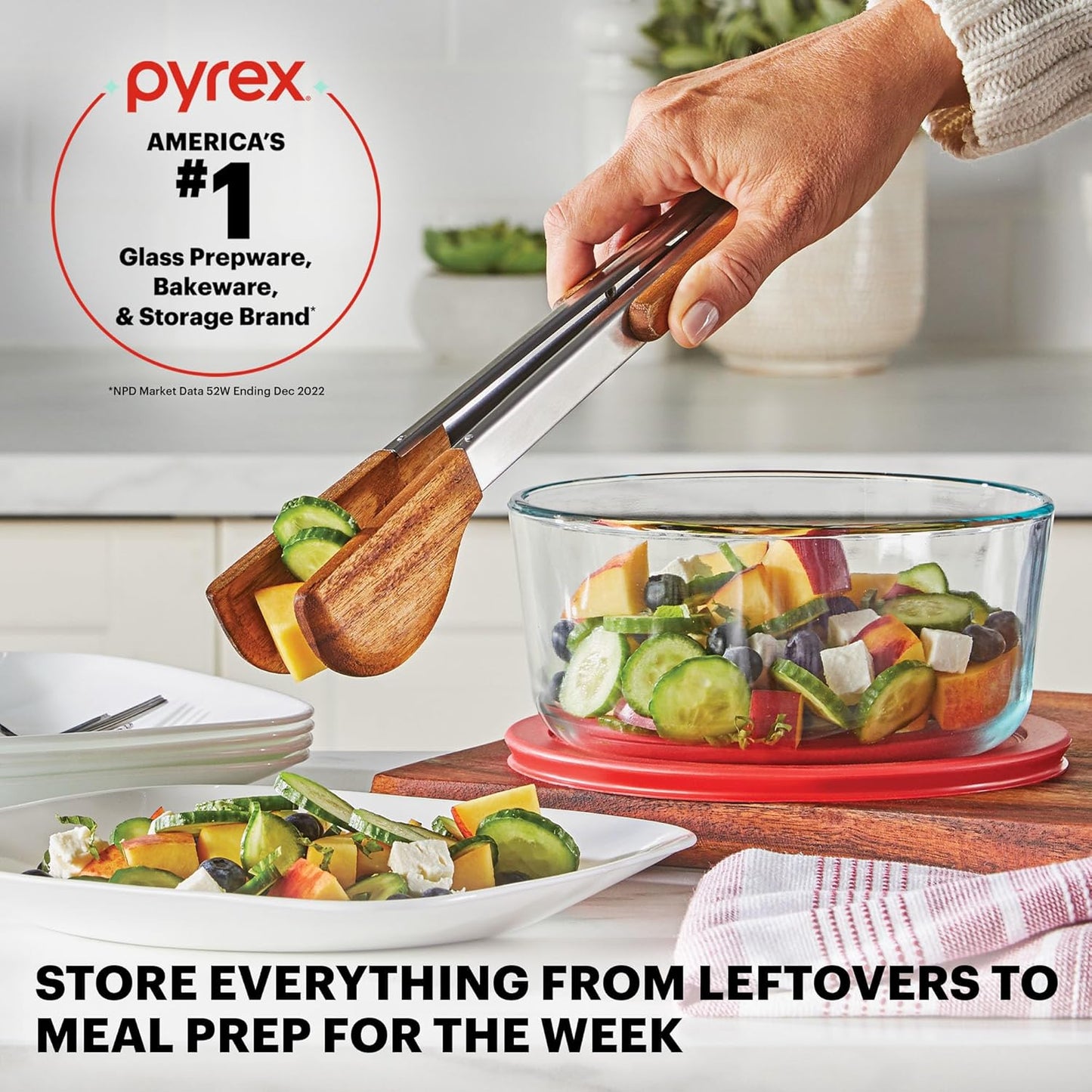Pyrex Simply Store (12-Pack) Glass Food Storage Containers Set, (1, 2, & 3 Cup) Meal Prep Containers With BPA-Free Lids, Dishwasher & Microwave Safe