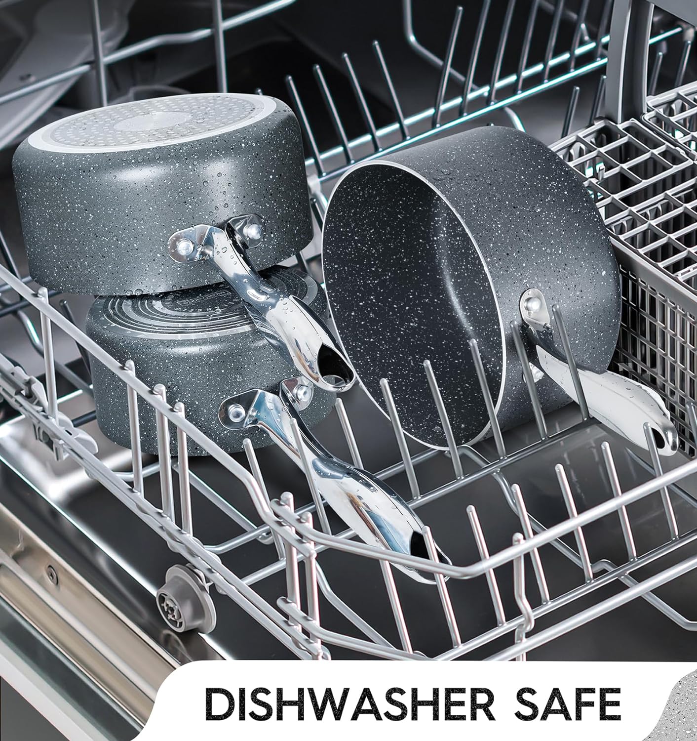 MICHELANGELO Sauce Pan with Lid, 3 Quart Saucepan with Lid Nonstick Small Pot, Granite Sauce Pan with Stainless Steel Handle, 3 Qt Saucepan Induction Compatible