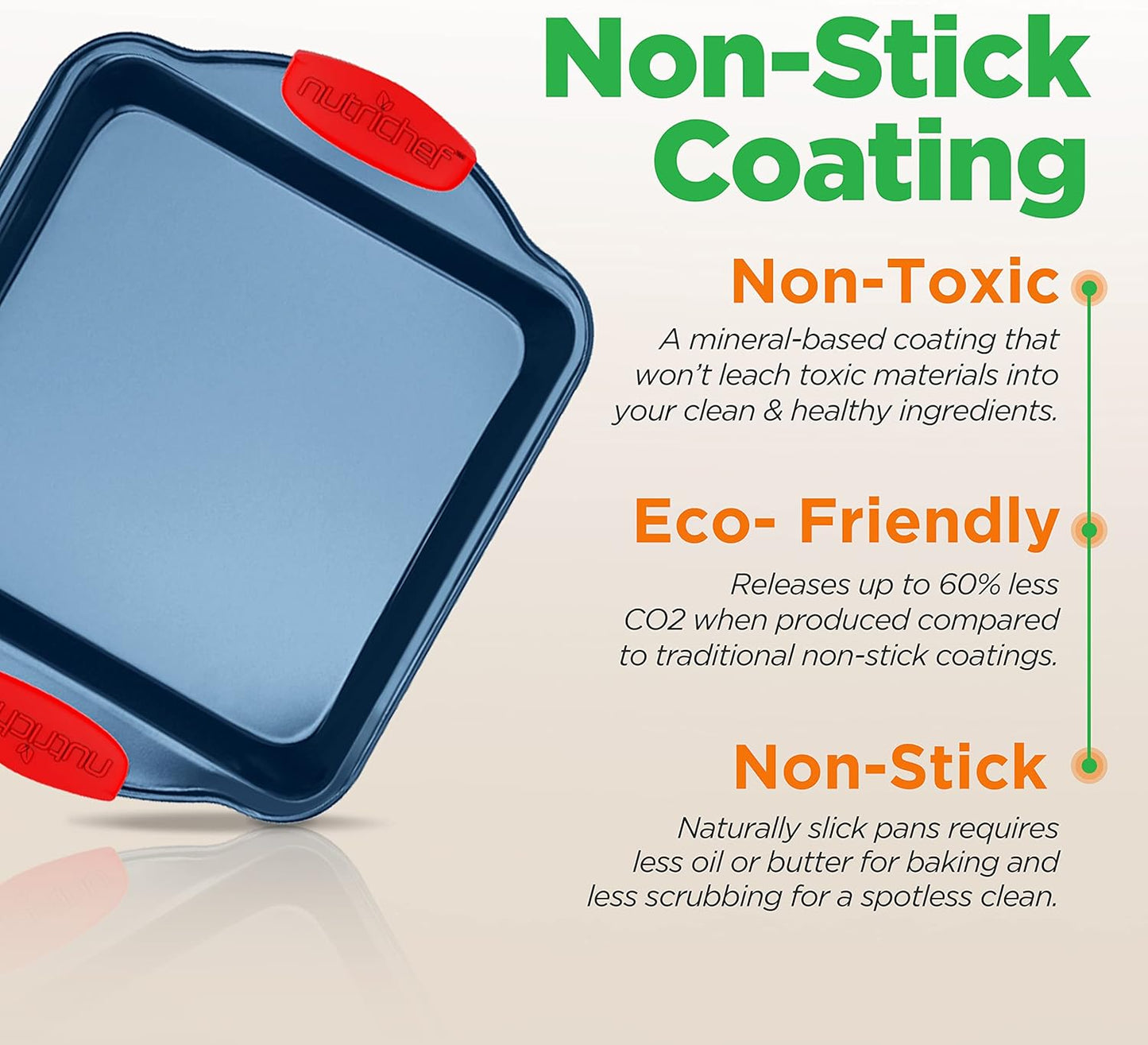 NutriChef 10-Piece Nonstick Bakeware Set - Premium Carbon Steel Baking Pans w/Silicone Handles - Includes Pizza Tray, 12 & 24 Cup Muffin Pans, Cookie Sheets, Round & Square Pans, Loaf Pan - Blue