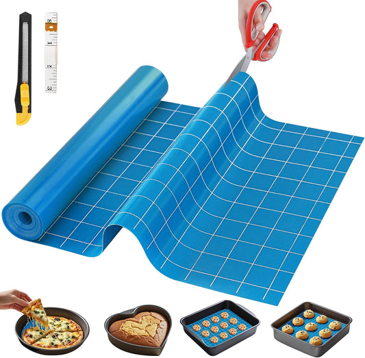 Silicone Baking Mat, 12 IN x 6 FT Free Cutting Baking Sheet, Non-Stick Reusable Dough & Pastry Mat, Non-Slip Silicone Mat Roll for Air Fryer Liner, Freeze Dryer, Oven Baking Pan, Kitchen Counter