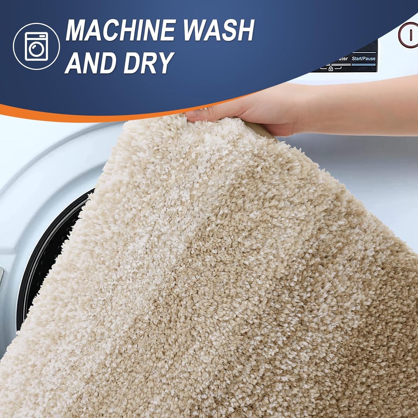 OLANLY Bathroom Rugs Mat 36x24, Extra Soft Absorbent Microfiber Bath Rugs, Rubber Backing, Quick Dry, Machine Washable Bath Mats for Bathroom Floor, Tub and Shower, Home Decor Accessories, Tan