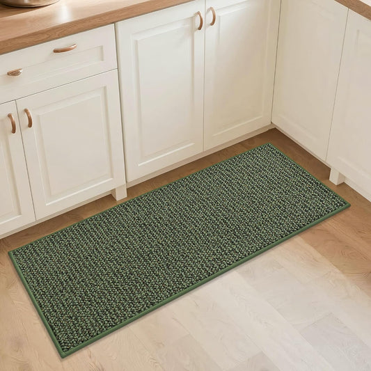 BEQHAUSE Kitchen Runner Rugs 20"x48", Non-Slip Kitchen Mats for Floor, Super Absorbent and Stain Resistant Kitchen Rug, Machine Washable Rugs for Kitchen, Hallway, Laundry & Sink, Green