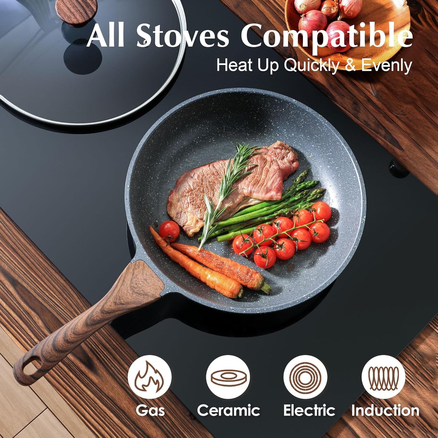 SENSARTE Nonstick Frying Pan Skillet with Lid, Omelet Pan with Cover, Healthy Cooking Chef's Pan, Kitchen non stick Pan, Free of Intentionally Added PFOA (10inch + Glass Lid)