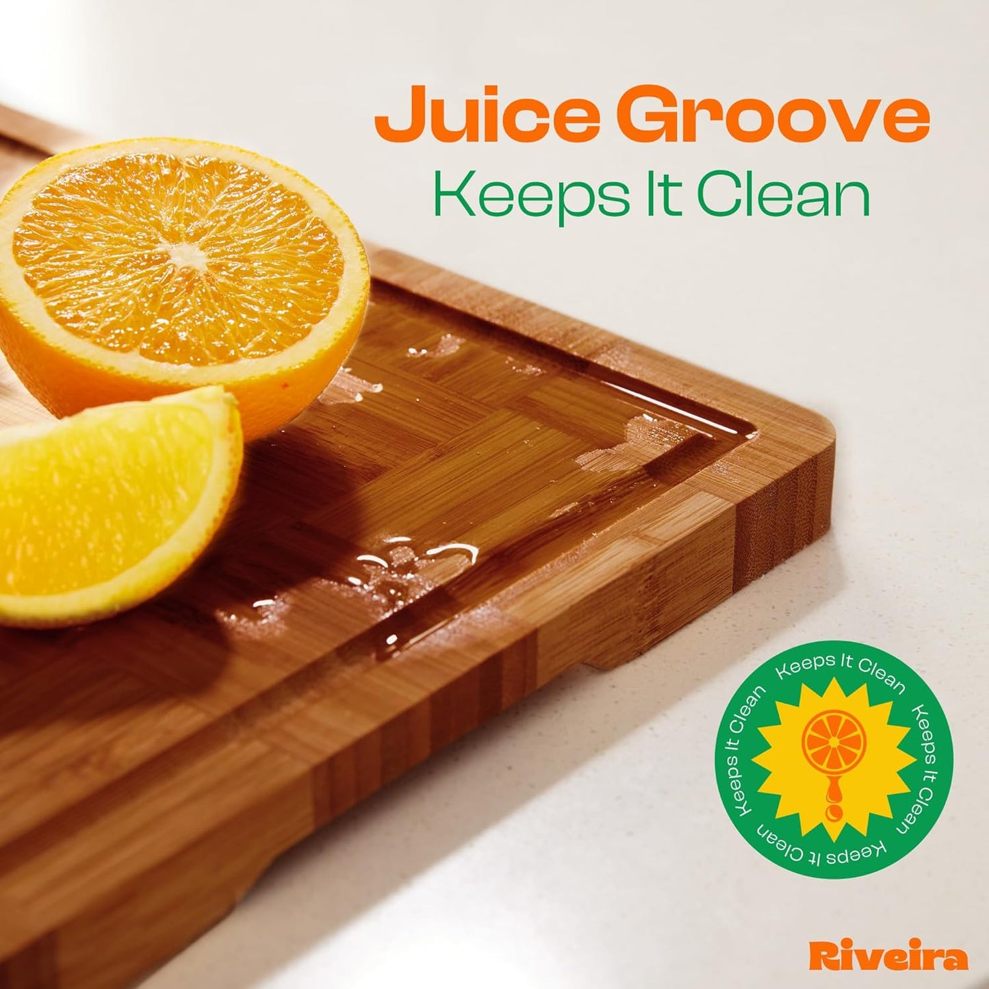 Riveira Bamboo End Grain Wood Cutting Board – Gourmet Bamboo Grandeur: 20 x 14 Wooden Cutting Boards – Wooden Cutting Boards For Kitchen Decorative – Innovative Juice Grooves End Grain Cutting Board