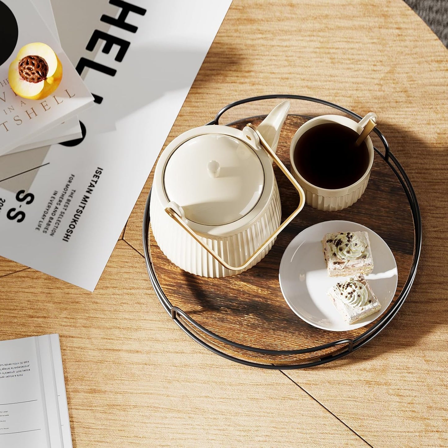 LAMU 10'' Lazy Susan Organizer, Wooden Lazy Susan Turntable for Cabinet, Table Top, Kitchen, Pantry, Bathroom Countertop Organizer, 1 Pack