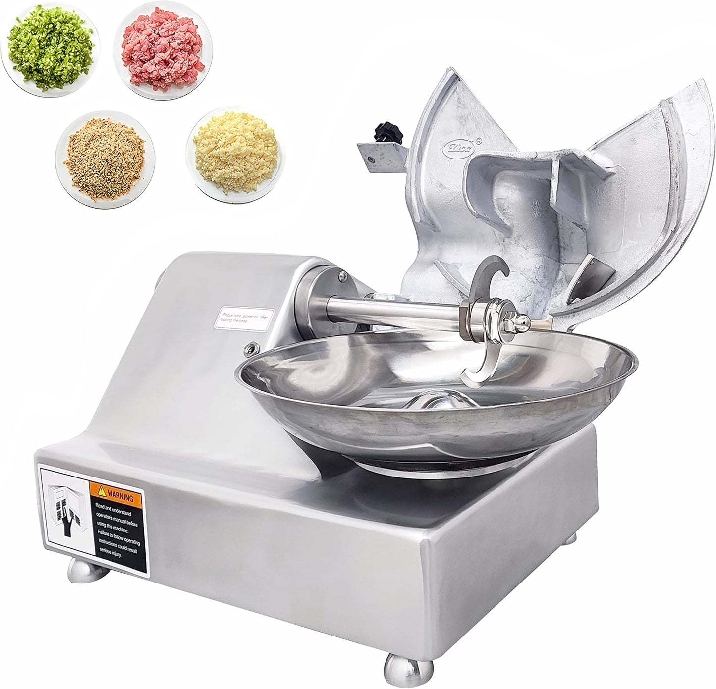 INTSUPERMAI Commercial Electric Multi Function Chopper Food Shredder Processor 5.5L Multifunction Meat Bowl Cutter Mixer with 304 SS Blade for Meat Vegetable Cutter Chopper Machine 110V 550W 120kg/h