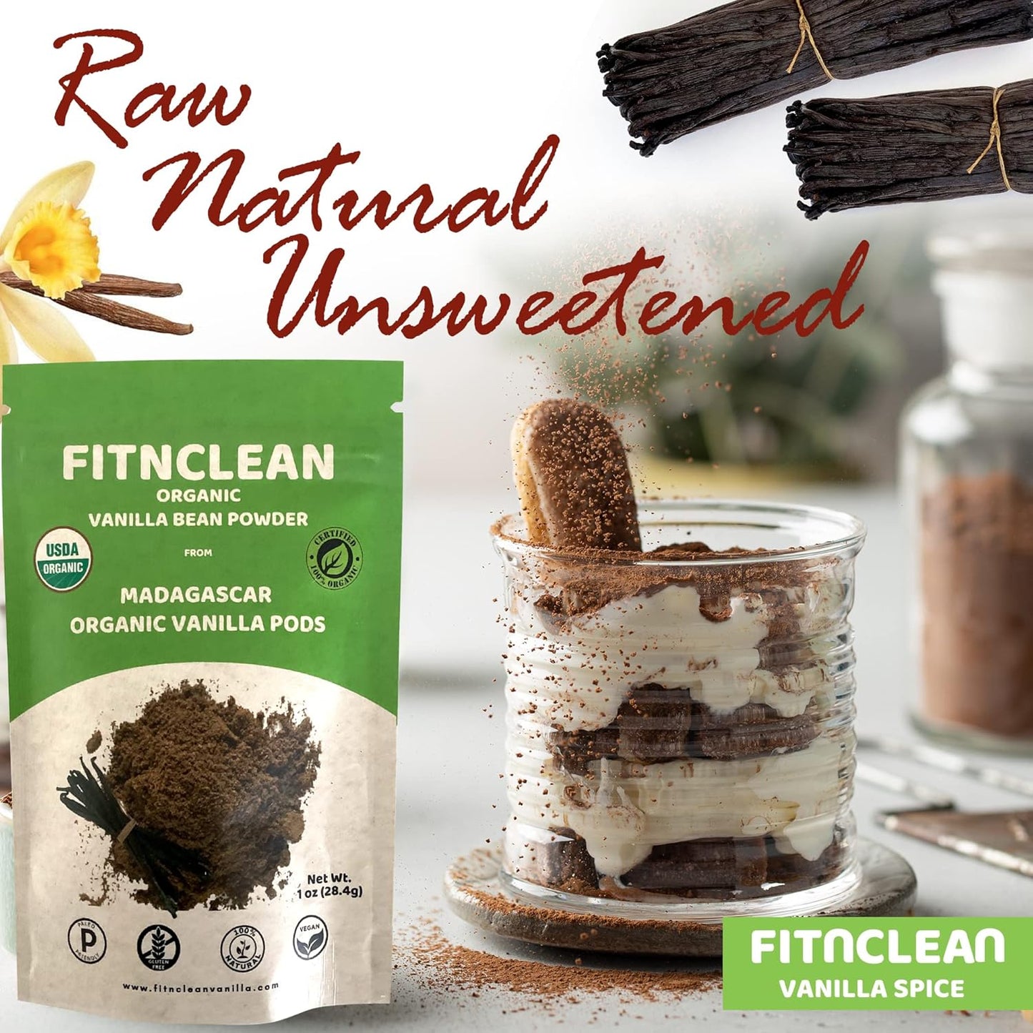 1oz Certified USDA Organic Madagascar Vanilla Bean Powder. Raw Natural Pure Unsweetened No Additives NON-GMO