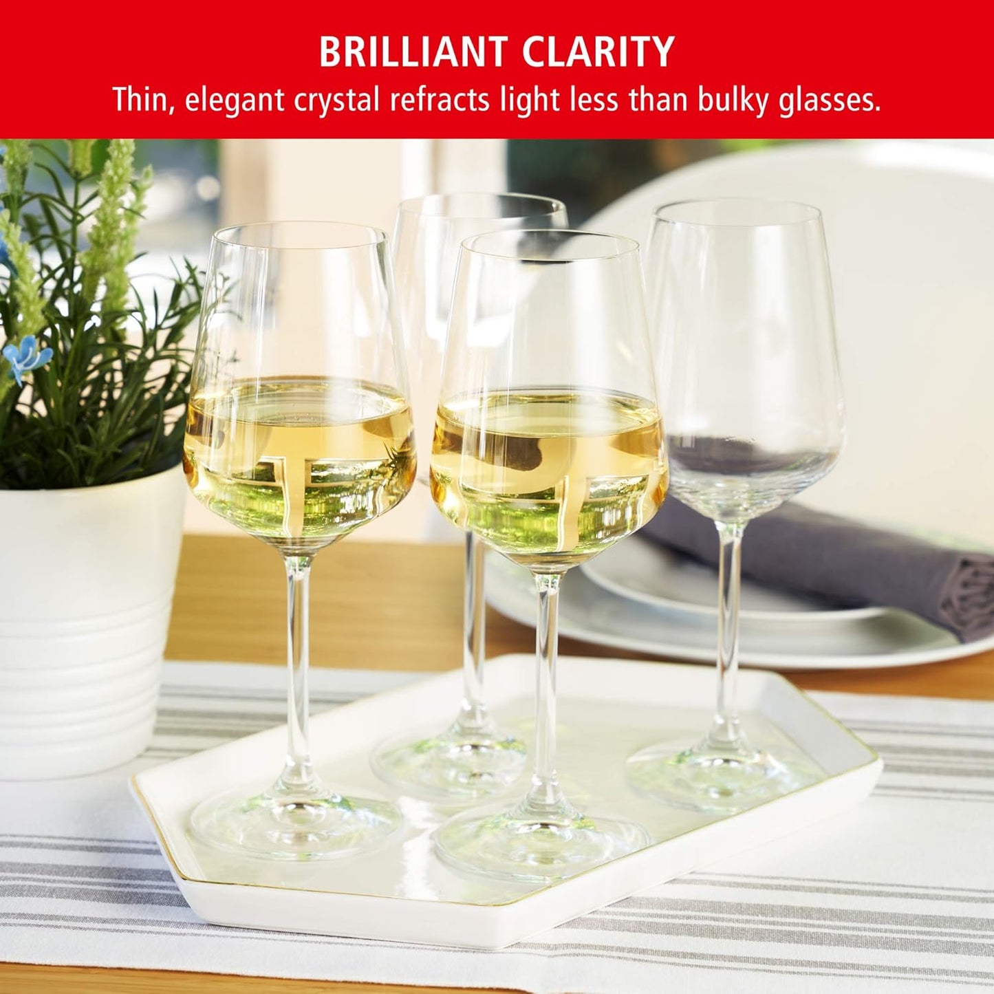 Spiegelau Style White Wine Glasses Set of 4 - European-Made Crystal, Classic Stemmed, Dishwasher Safe, Professional Quality White Wine Glass Gift Set - 15.5 oz