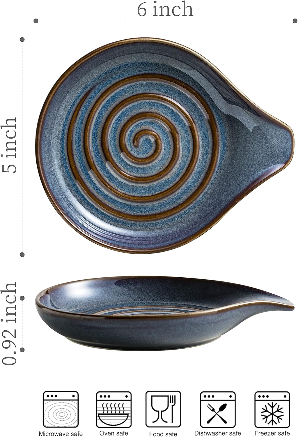 Spoon Holder, Cooking Spoon Rest for Stove Top Utensil Rest for Spoons, Ladles, Tongs, Spatula, Large Spoon Holder with Handle for Easy Grip Framhouse Decor Cute Kitchen Gadget, Gray and Blue