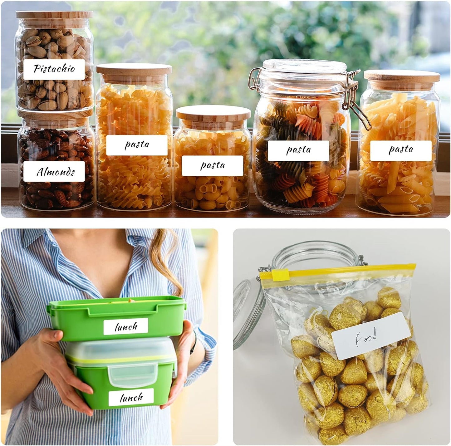 Removable Freezer Labels, Date Label 1x2 Inch Food Storage Stickers, Waterproof Oil Resistant Easy Clean Leaves no Residue 300 Total Per Roll